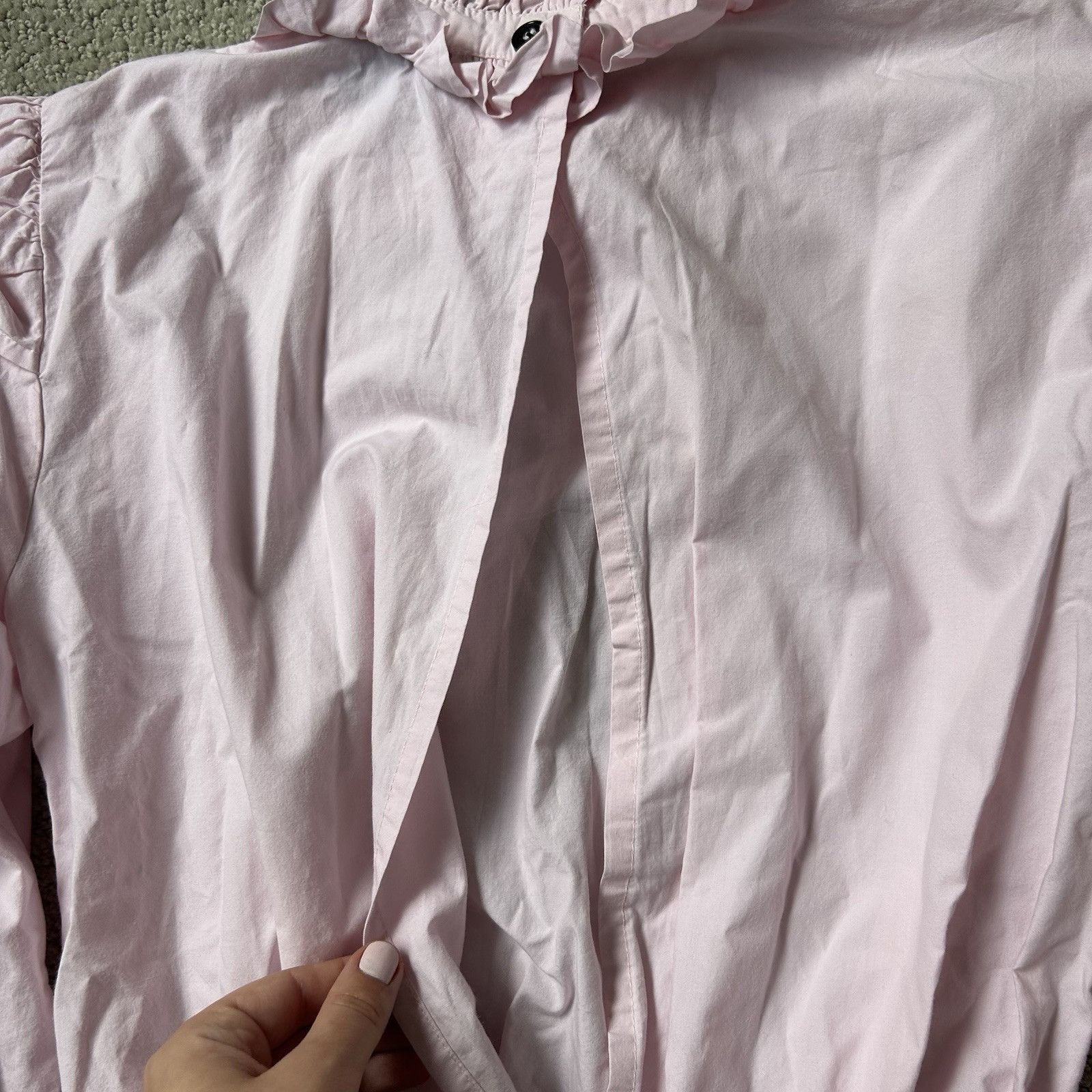 Ganni Ganni Women’s Top Pink Cotton Poplin Blouse Ruffled Cropped Size S / US 4 / IT 40 - 17 Thumbnail