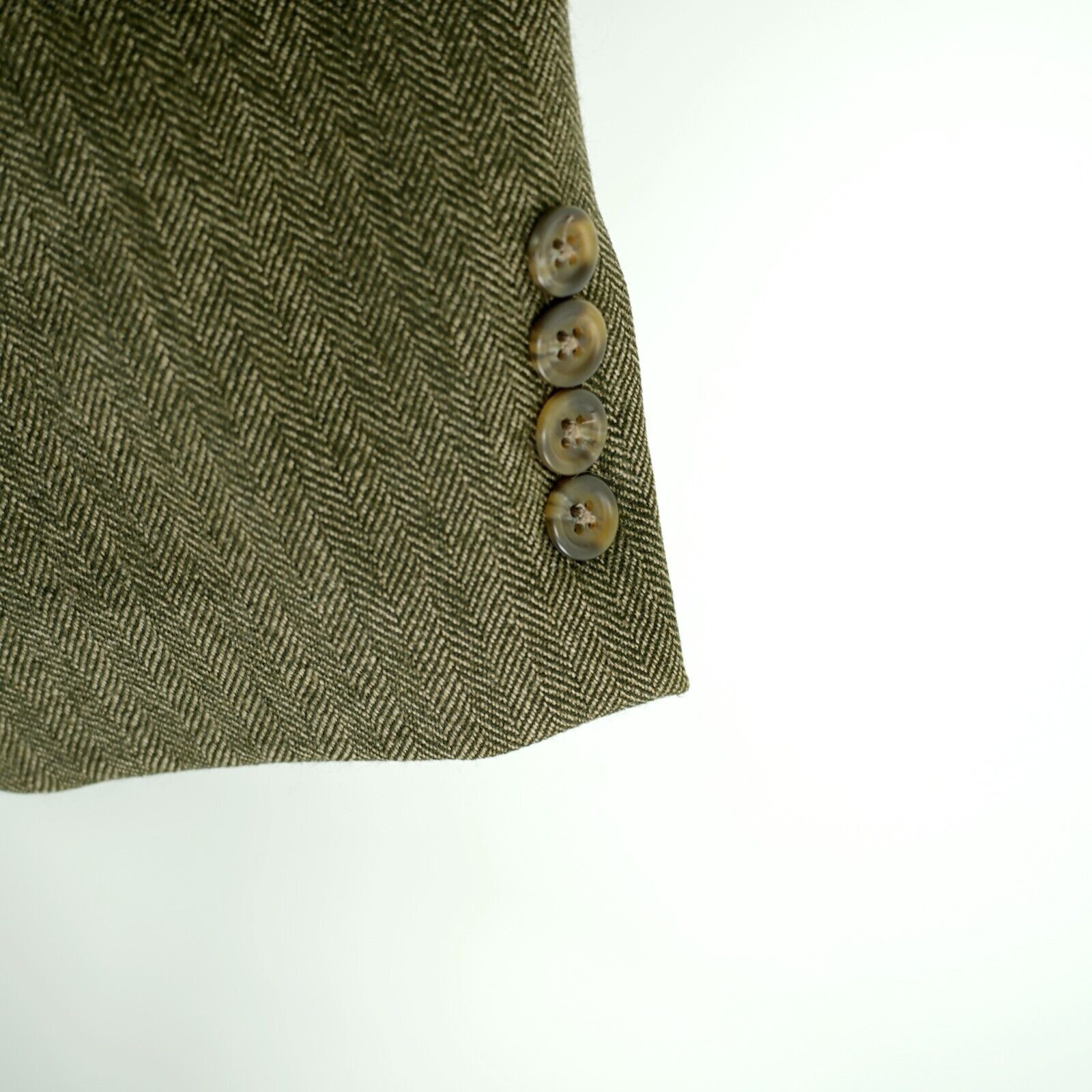 Chaps Chaps Ralph Lauren Green Herringbone 2 Button Sport Coat 40R Size 40R - 4 Thumbnail