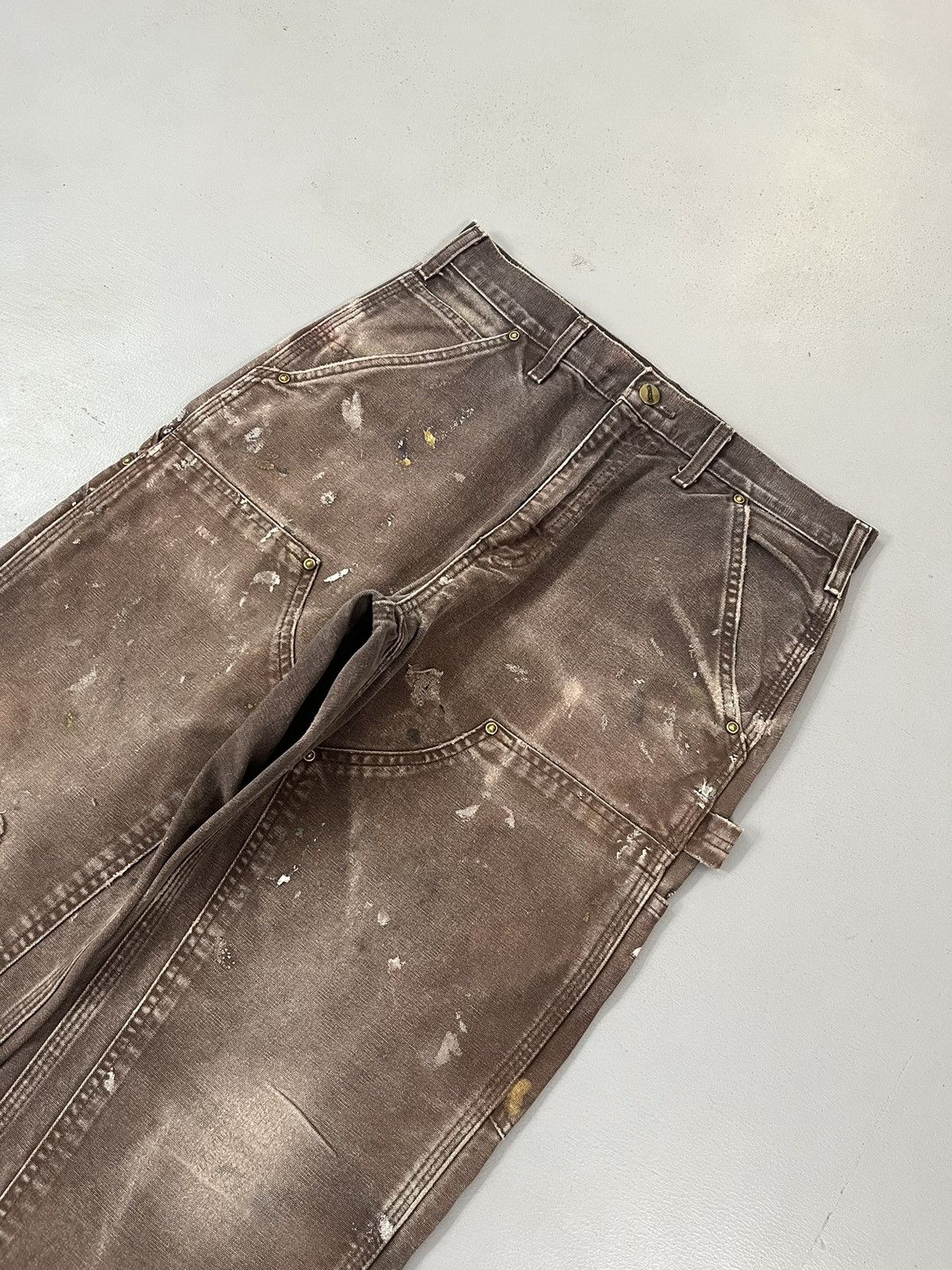 image of Sun Faded Carhartt B136 Dkb Double Knee Denim in Brown, Men's (Size 31)