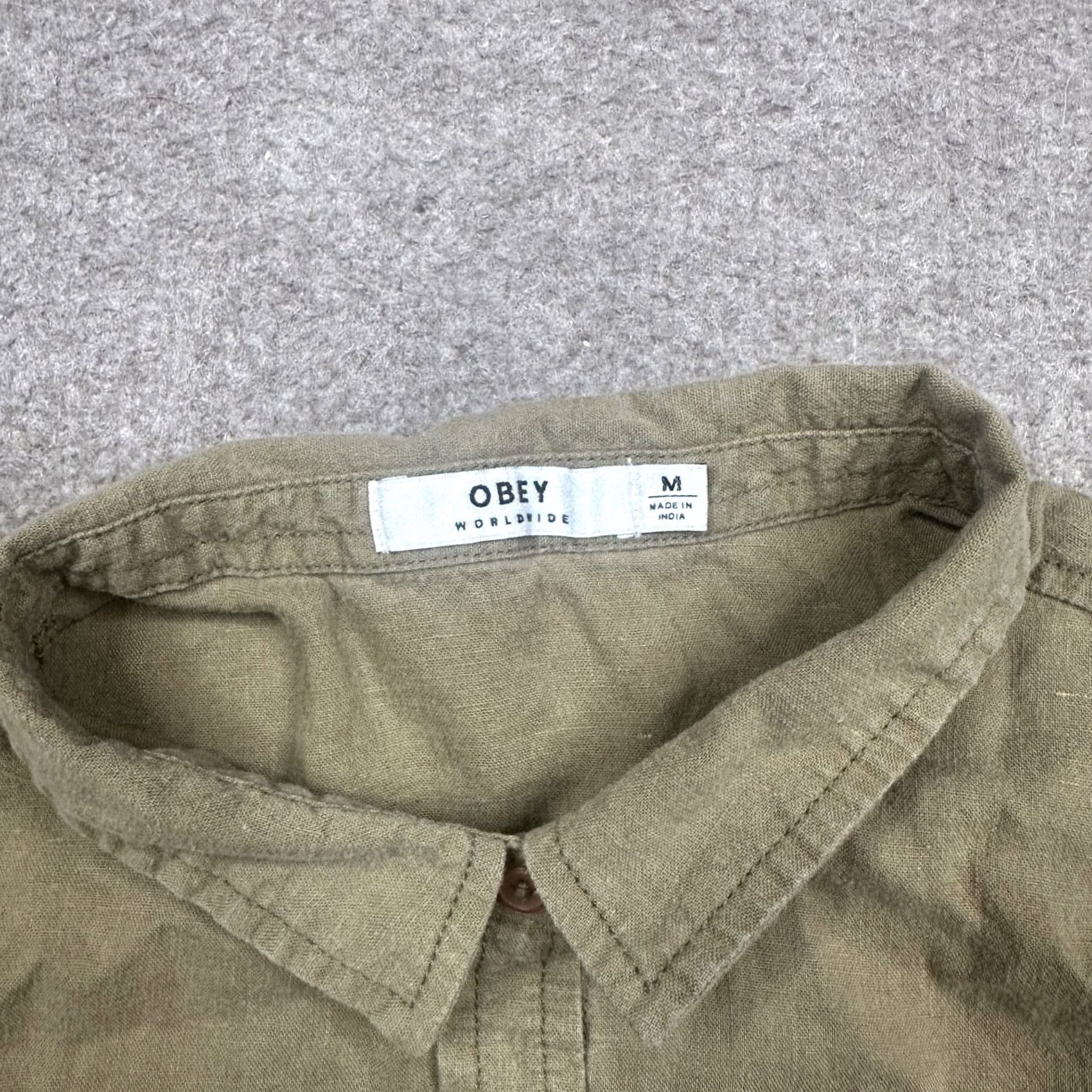 Obey OBEY Shirt Womens M Green Women Size Button Down Short Sleeve Collar Utility Outdoor Size M / US 6-8 / IT 42-44 - 2 Thumbnail