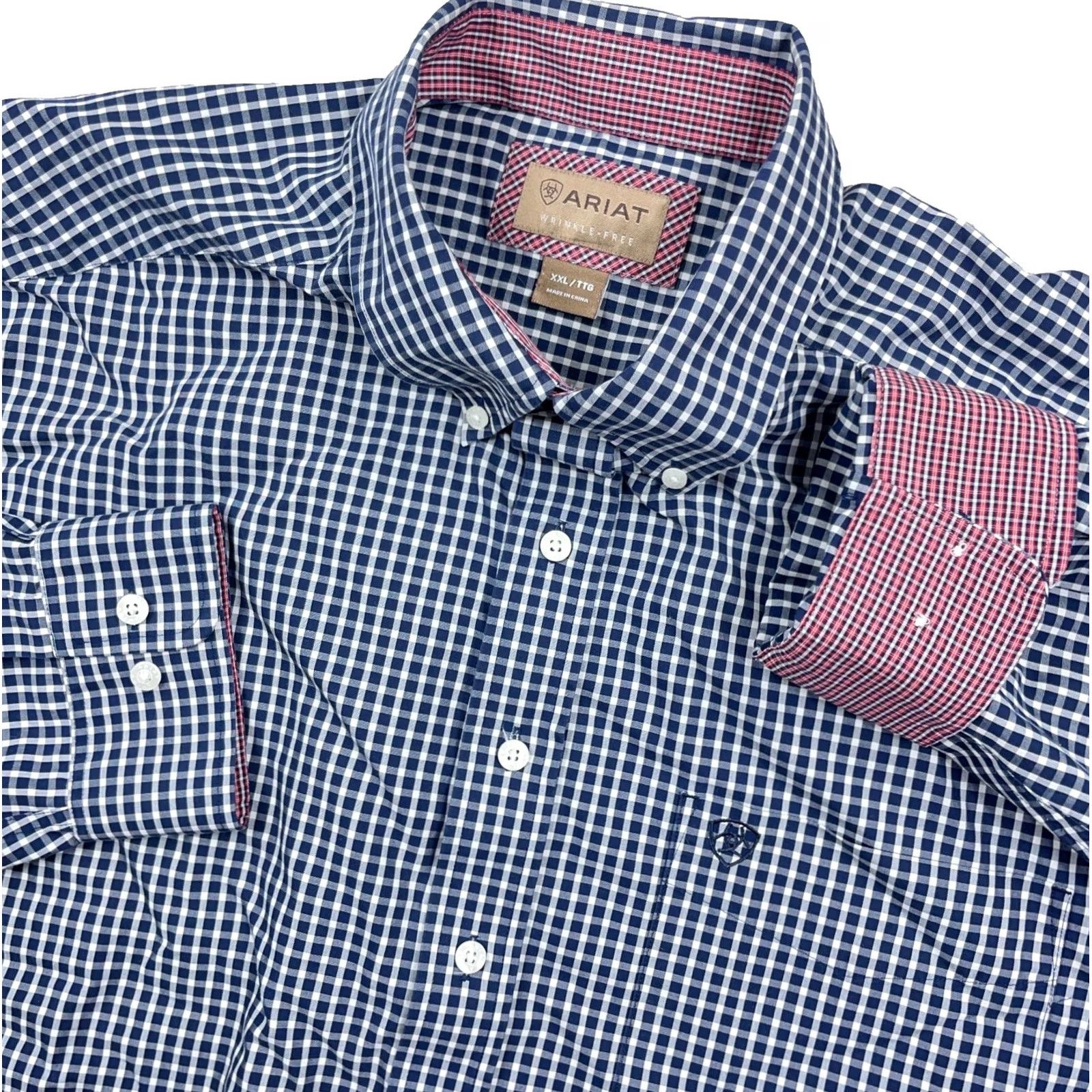 Ariat Ariat Shirt Men 2XL Blue Plaid Button-Up Western Cowboy Pocket Flip Cuff Size US XXL / EU 58 / 5 - 2 Thumbnail