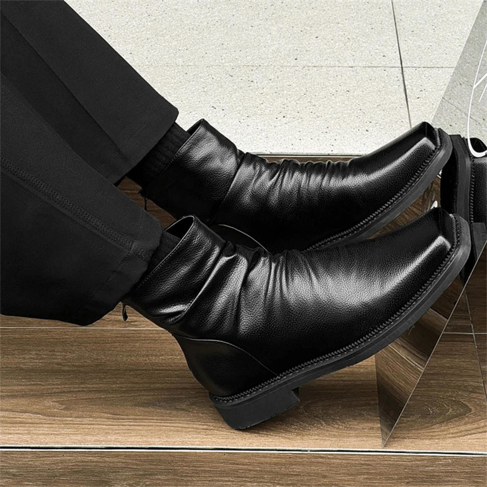 Japanese Brand Pleated Leather Ankle Boots Size US 8 / EU 41 - 5 Thumbnail