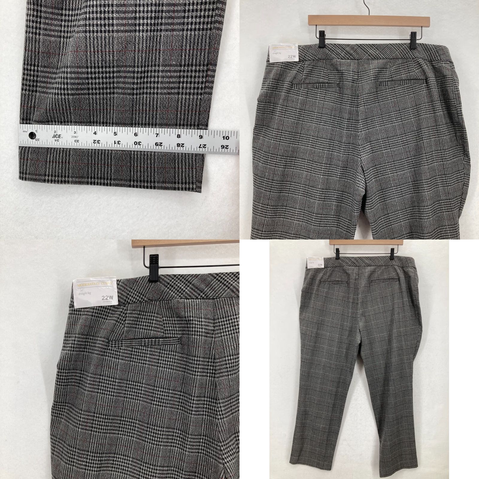 Vintage CJ Banks Dress Pants Women's Plus 22W Gray Plaid Stretch Slim Leg Career Casual Pants Size 40" / US 18 - 9 Thumbnail