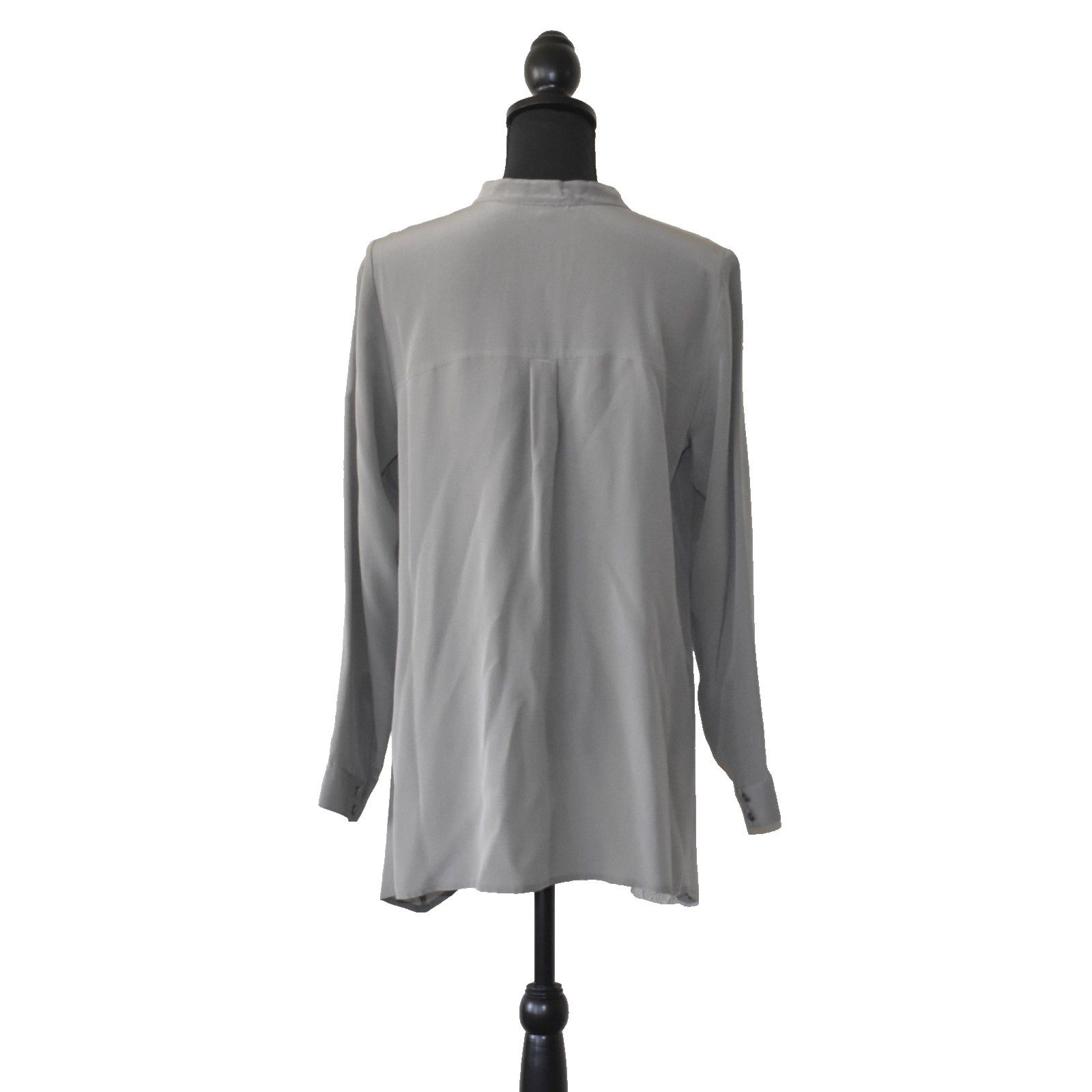 Eileen Fisher EILEEN FISHER Crepe Silk Button Front Petite Blouse Top PM Size M / US 6-8 / IT 42-44 - 3 Thumbnail