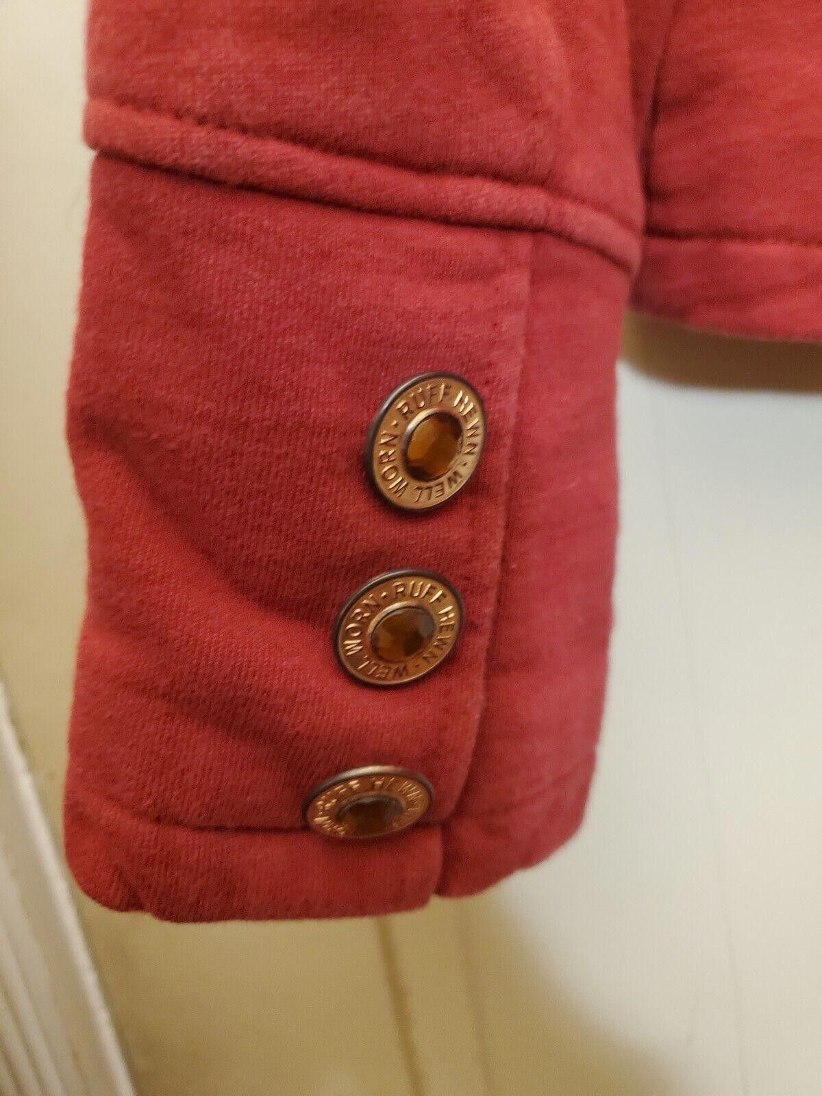 Designer Ruff Hewn Red Knit Jacket Blazer Gold Rhinestone Buttons M Size M / US 6-8 / IT 42-44 - 7 Thumbnail