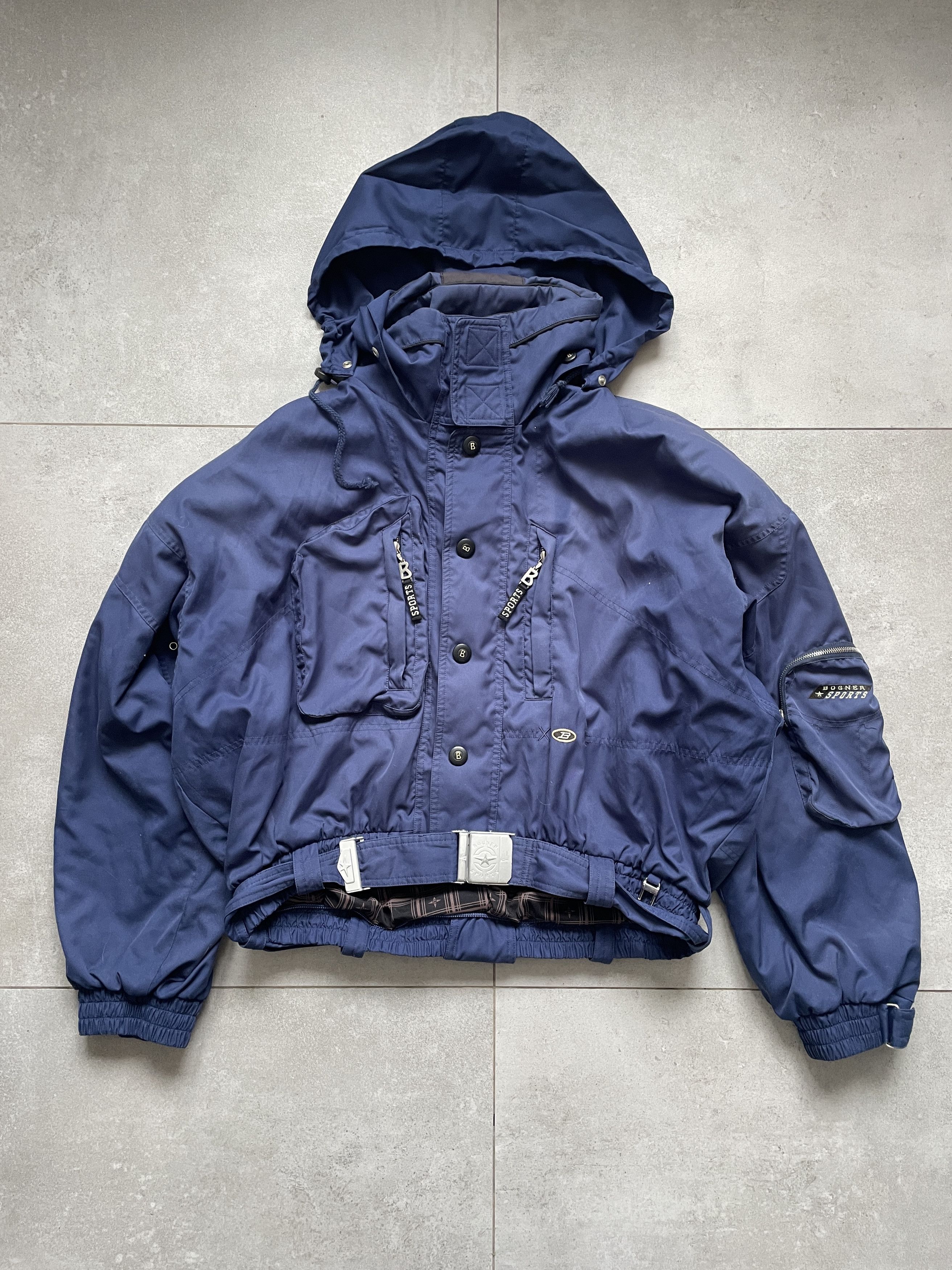 Bogner VINTAGE 90S BOGNER NAVY CROPPED BOXY SKI BOMBER JACKET Size L / US 10 / IT 46 - 1 Thumbnail