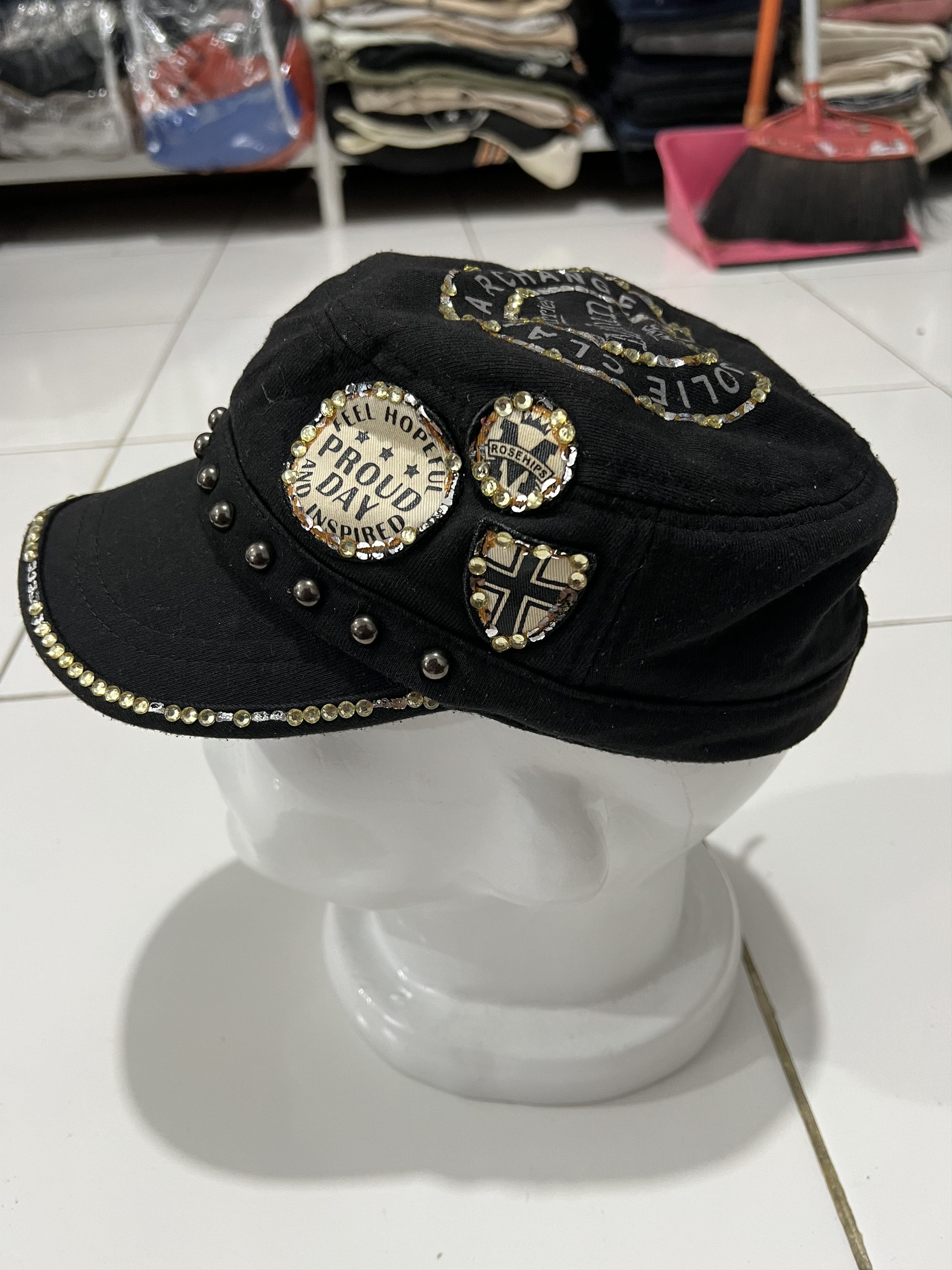 Number (N)ine 2000s Japanese Cadet Cap Hysteric Ifsix Swarovski y2k Lgb Size ONE SIZE - 3 Thumbnail