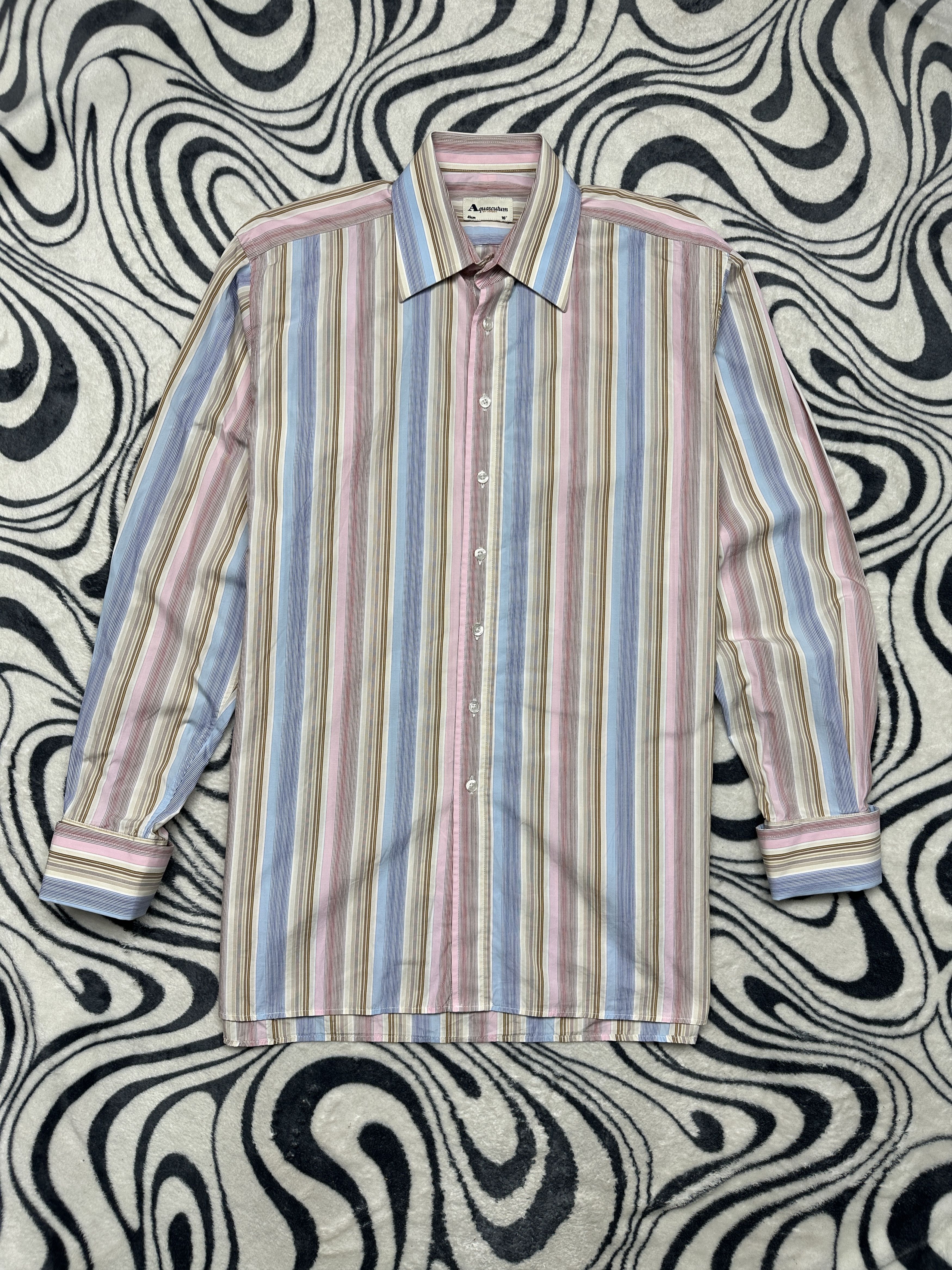 Aquascutum Aquascutum Vintage Mens Long Sleeve Striped Shirt Size US XL / EU 56 / 4 - 1 Thumbnail