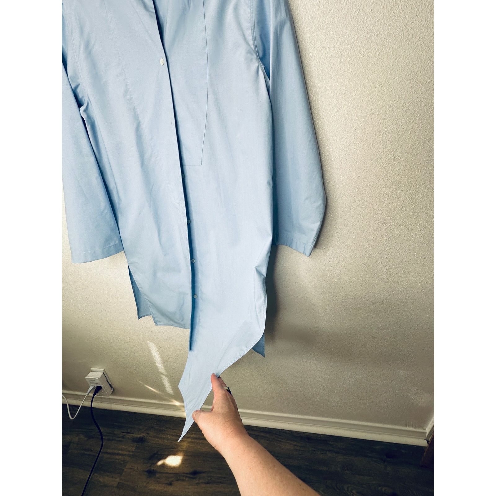 Loewe Loewe Blue Button Split Side Asymmetrical Hem Shirt Dress S Size S / US 4 / IT 40 - 6 Thumbnail