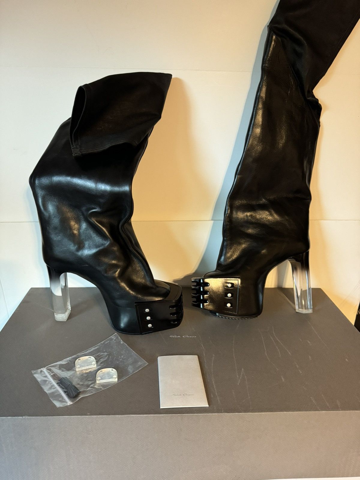 Rick Owens Rick Owens Thigh High Platform Boots OTK, Size 8/38 NWB Size US 8 / IT 38 - 12 Thumbnail