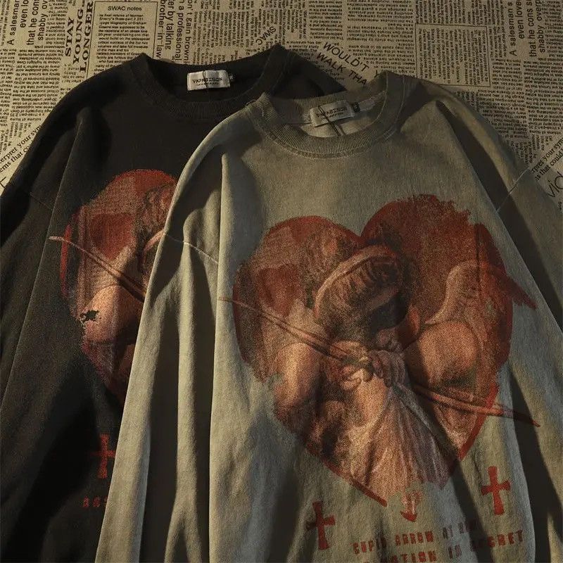 Designer × Japanese Brand T-shirt Love Cupid American loose couples all-match trend Size US L / EU 52-54 / 3 - 3 Thumbnail