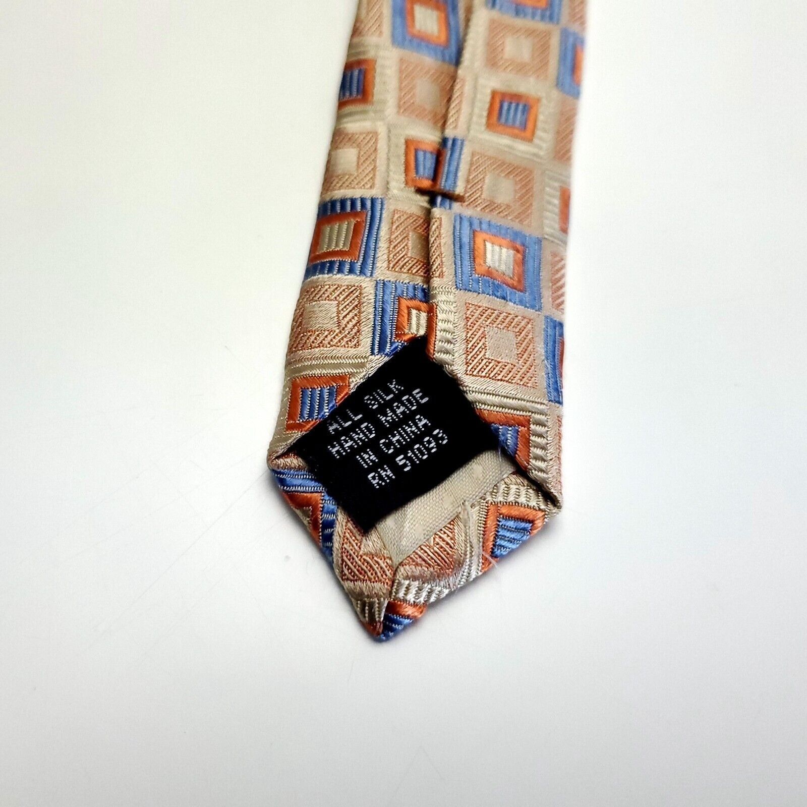Croft & Barrow Croft & Barrow Orange Blue Geometric Woven Long Silk Tie Size ONE SIZE - 4 Thumbnail