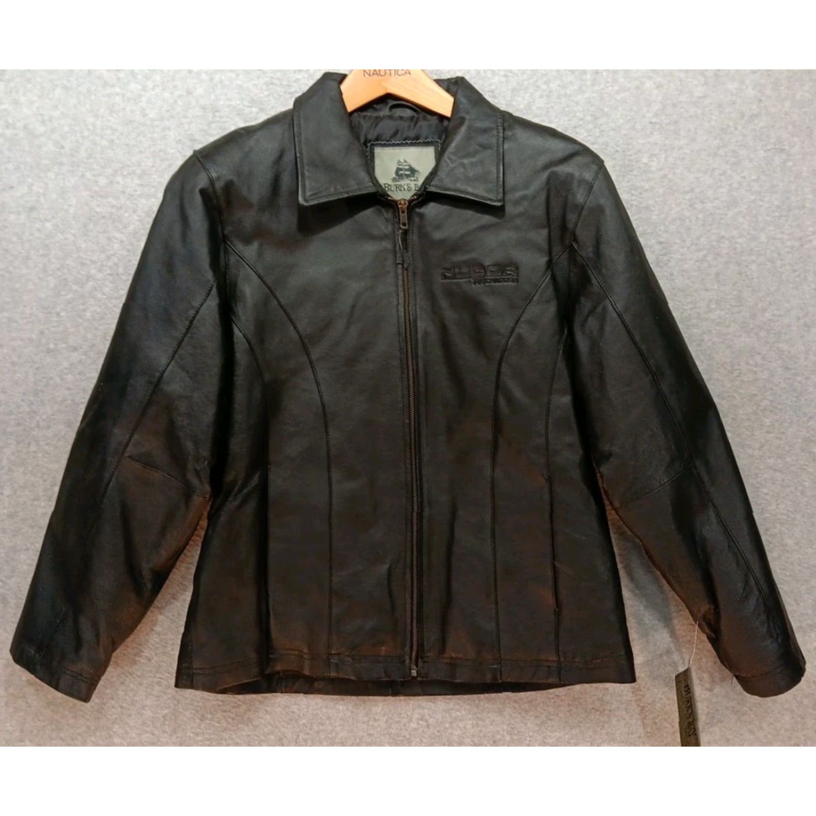 Vintage Burk's Bay Women Bomber Jacket M Black Leather NWT Size M / US 6-8 / IT 42-44 - 2 Thumbnail