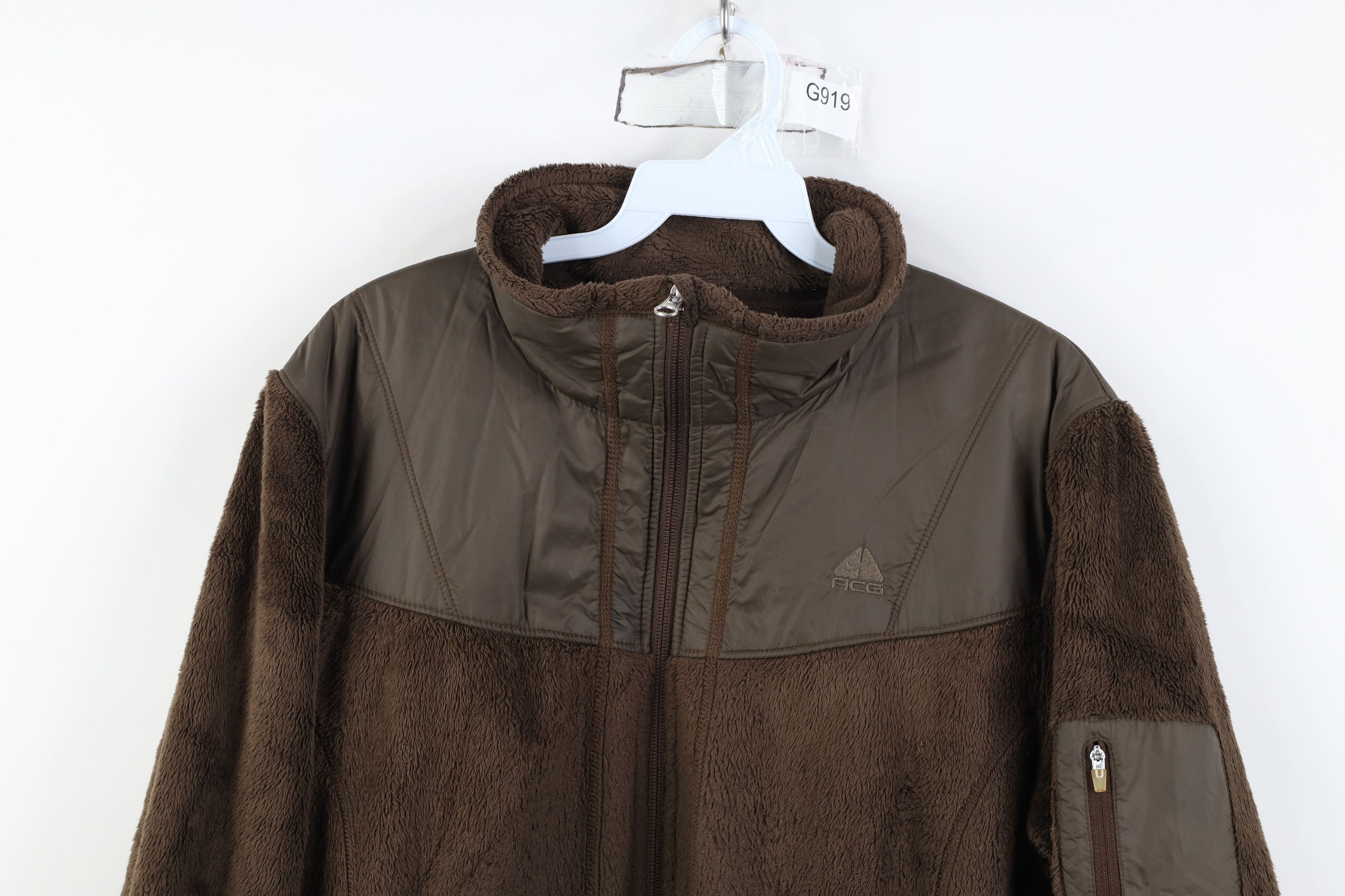 Nike Vintage Y2K Nike ACG Swoosh Deep Pile Fleece Jacket Brown Size US XL / EU 56 / 4 - 2 Thumbnail