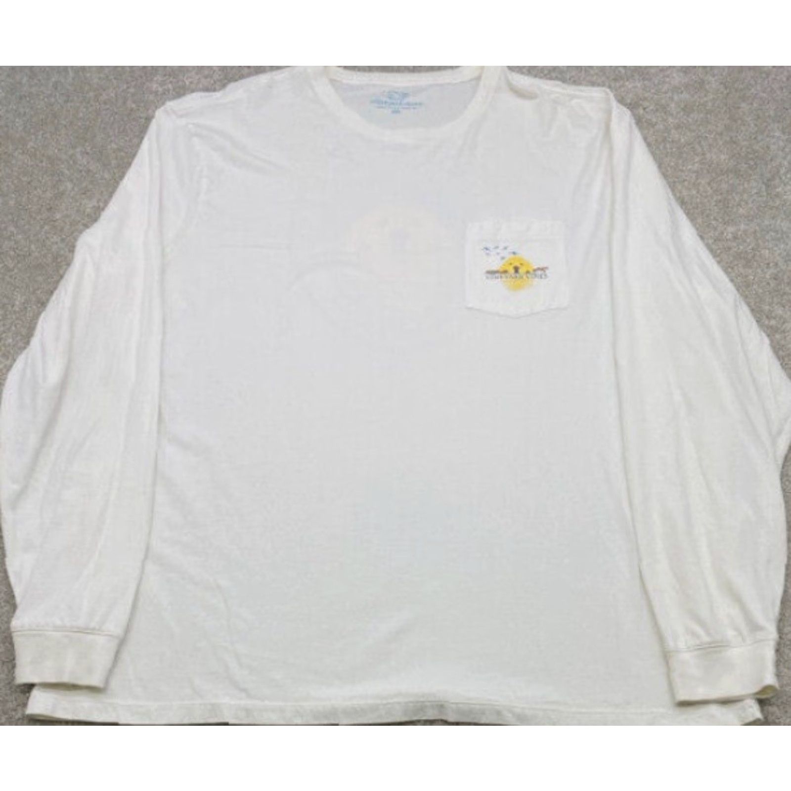 Vineyard Vines VINEYARD VINES T-Shirt Mens 2XL Pocket Long Sleeve White Dog Fetching 4373 Size US XXL / EU 58 / 5 - 2 Thumbnail
