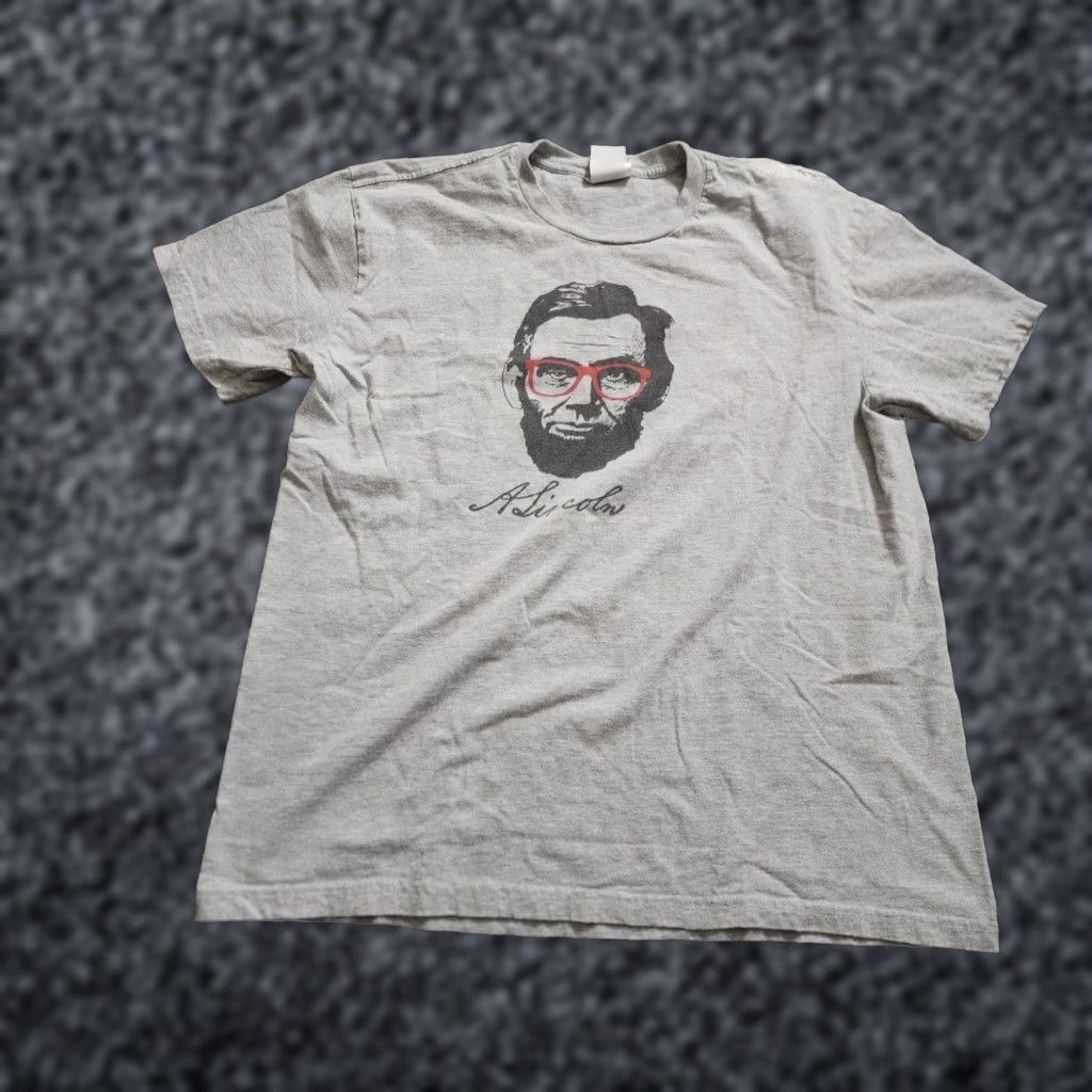 Vintage Mens XL Graphic Tee Abraham Lincoln Nerd T Shirt Gray 100% Cotton S Apparel Size US XL / EU 56 / 4 - 1 Thumbnail