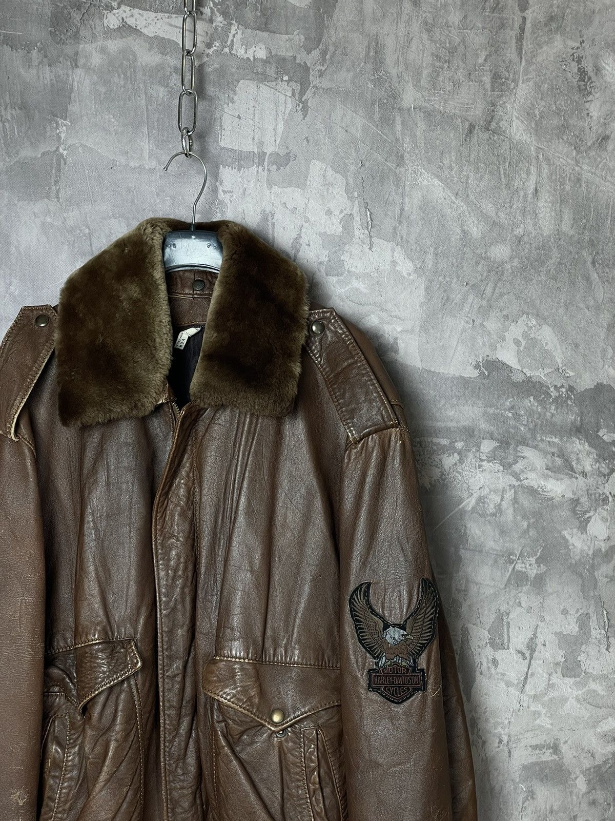 Harley Davidson Harley Davidson Vintage 90s Style Fur Leather Jacket Size US L / EU 52-54 / 3 - 12 Thumbnail