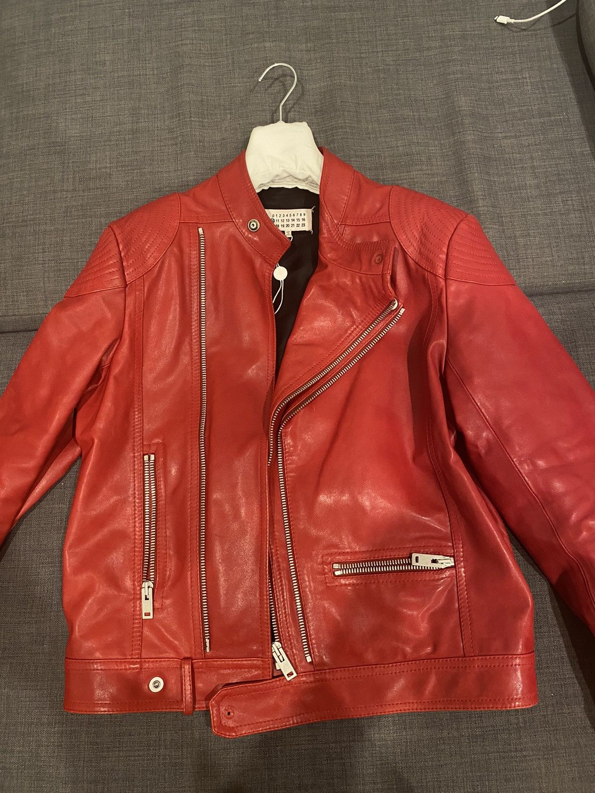 image of Maison Margiela Biker Jacket in Red, Men's (Size Medium)