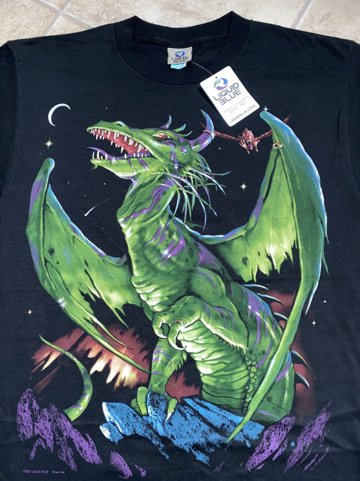 Japanese Brand × Liquid Blue × Vintage Liquid Blue Rare 90s tee Green Dragon 2side Print Size US L / EU 52-54 / 3 - 2 Thumbnail