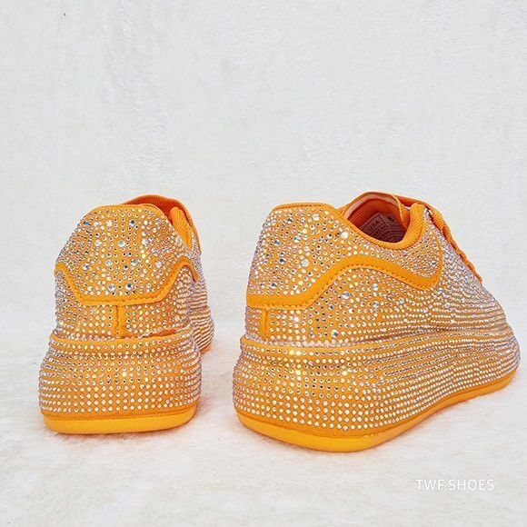 Other Dazzle Cush Orange Rhinestone Comfy Platform Sneakers Tennis Size US 6 / IT 36 - 5 Thumbnail