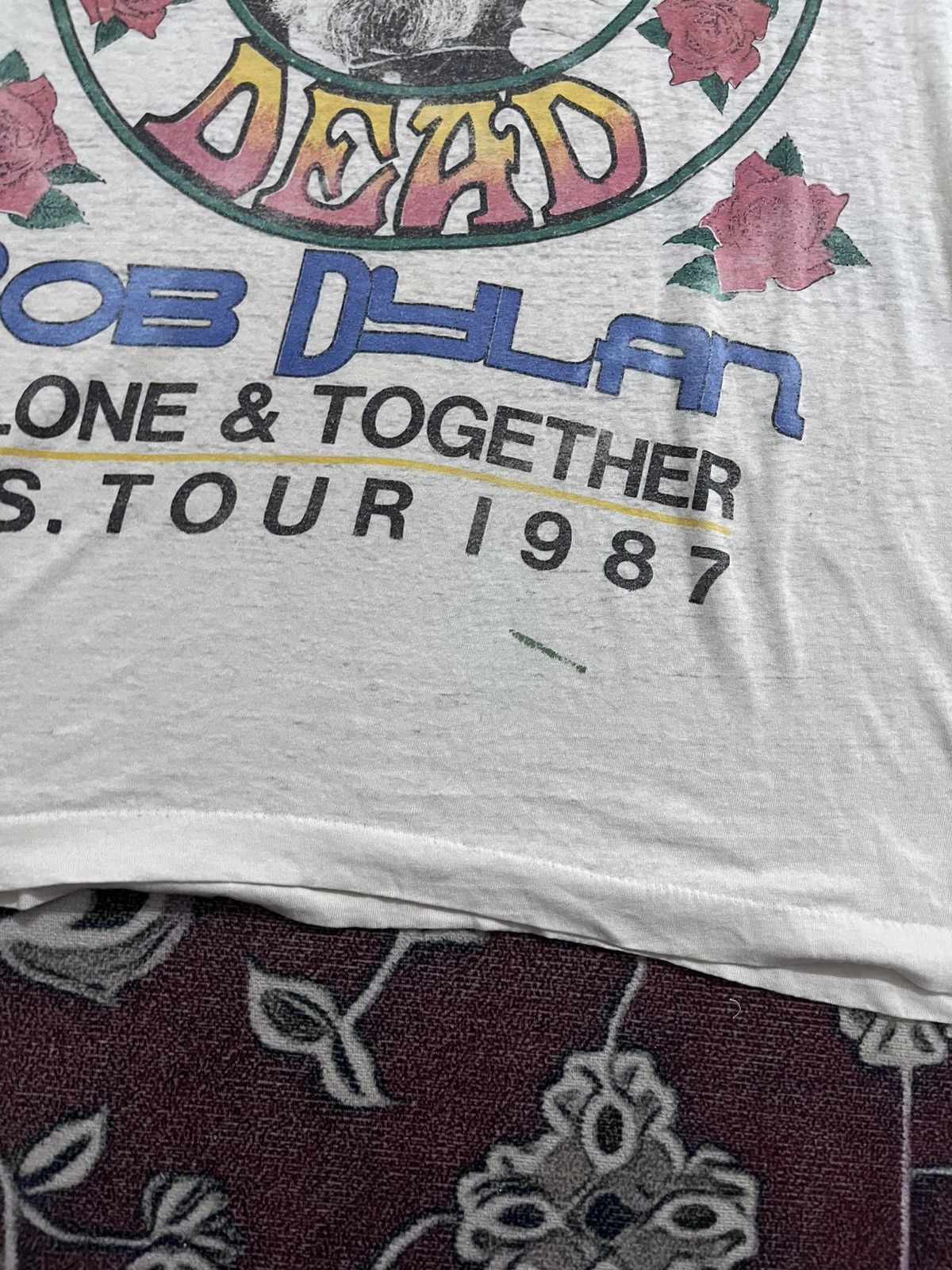 Band Tees × Grateful Dead × Vintage Vintage 80's Grateful Dead X Bob Dylan Tour Shirt Size US M / EU 48-50 / 2 - 6 Thumbnail