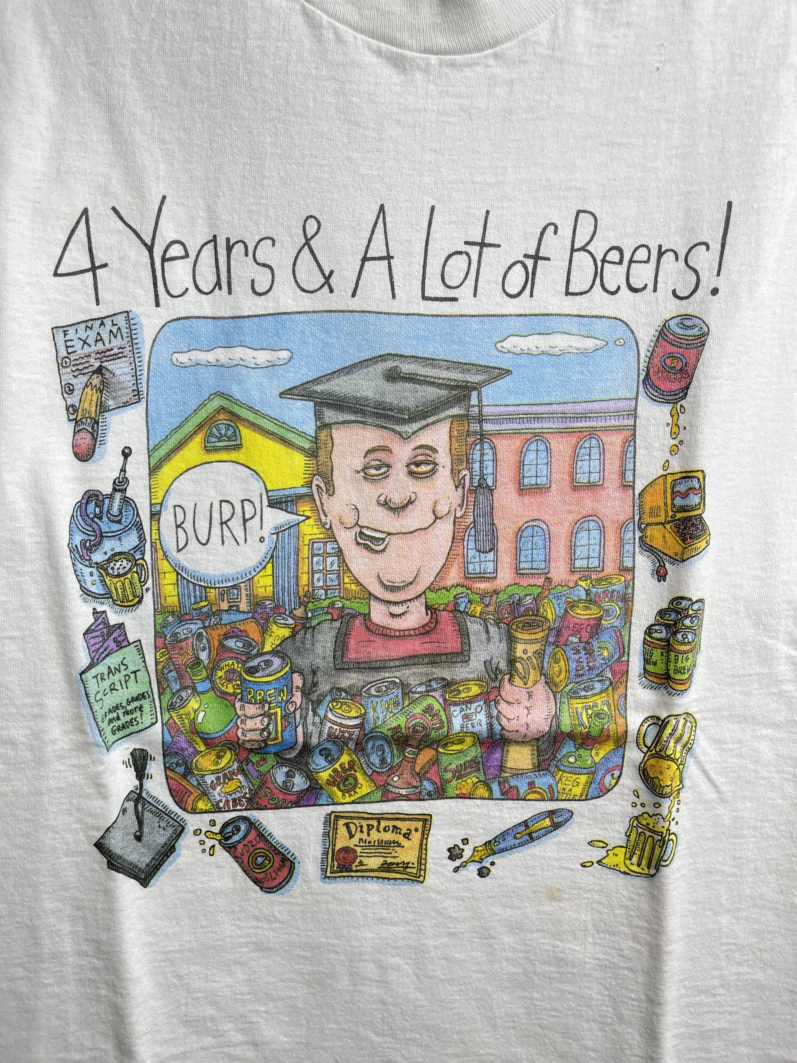 Vintage Vintage 90s Parody 4Year& a lot of beers! Tee L. Size US L / EU 52-54 / 3 - 2 Thumbnail