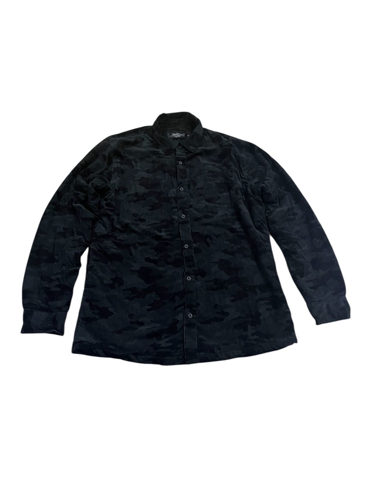 Japanese Brand THRUXTON CAMO BLACK CORDUROI FLEECE BUTTON UP JAKET Size US L / EU 52-54 / 3 - 2 Thumbnail