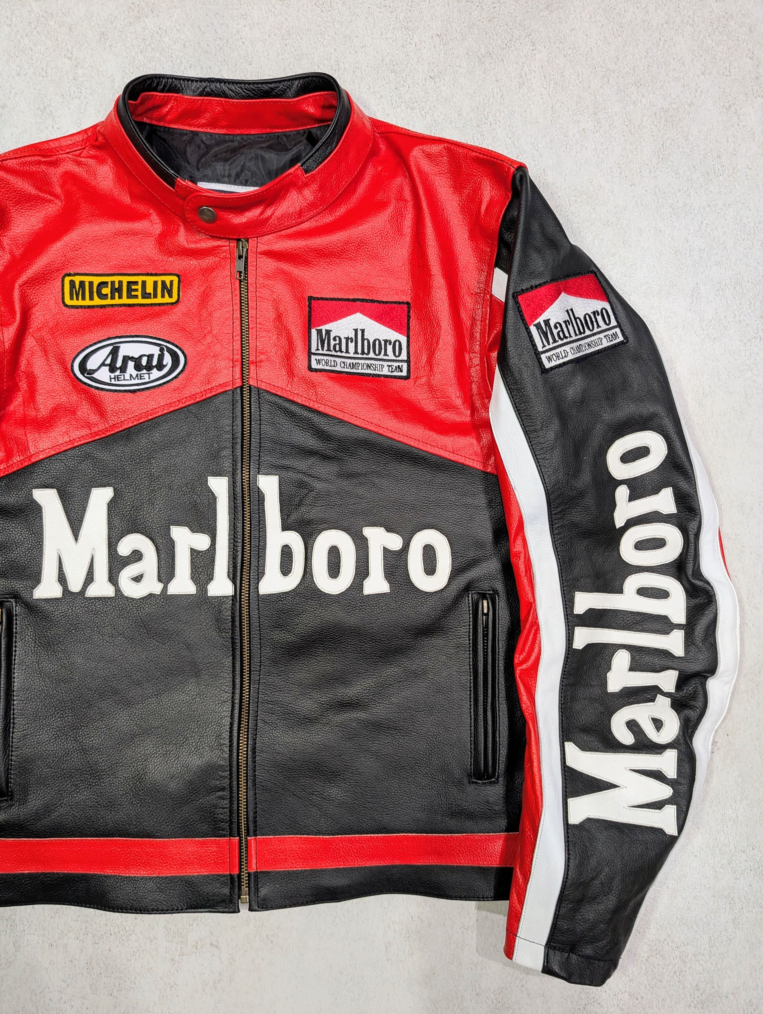 Marlboro Vintage Marlboro Leather Jacket Racing Retro 90s Streetwear Size US L / EU 52-54 / 3 - 3 Thumbnail