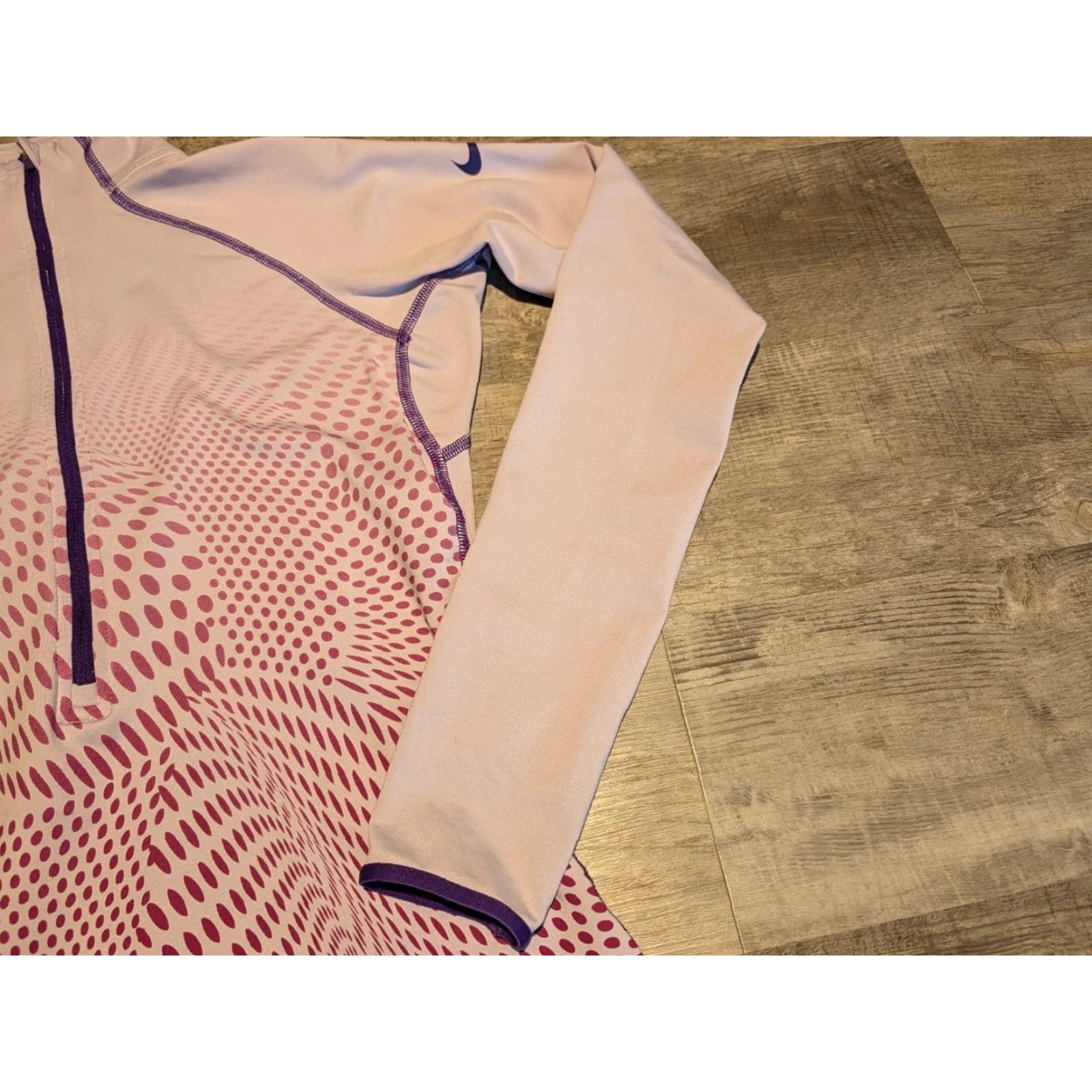 Nike Nike Pro Women's S Light Purple Optical Illusion Quarter Zip Athletic Top Drifit Size S / US 4 / IT 40 - 3 Thumbnail