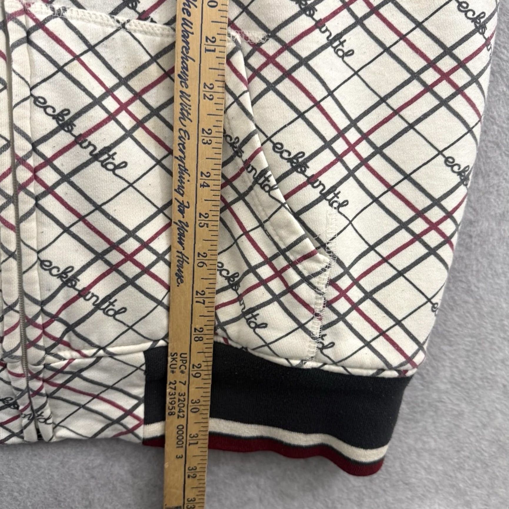 Ecko Unltd. VINTAGE Ecko Unltd Hoodie Mens 2XL Cream Full Zip Plaid Striped Sherpa 90s Y2K Size US XXL / EU 58 / 5 - 7 Thumbnail