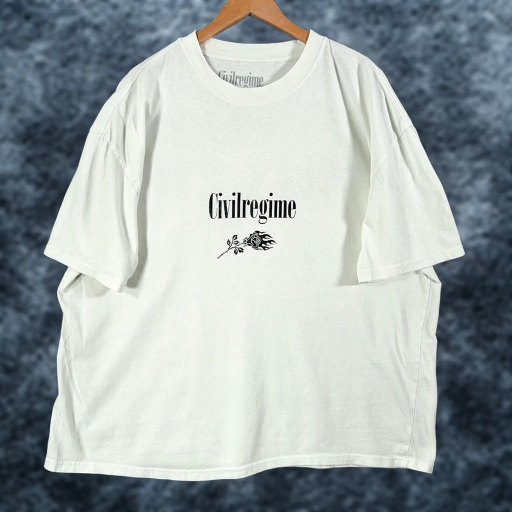 Vintage Civil Regime Shirt Mens 2XL White Crew Neck Graphic Tee Skeleton Skull Streetwear Gothic Relaxed Short Sleeve Size US XXL / EU 58 / 5 - 1 Thumbnail
