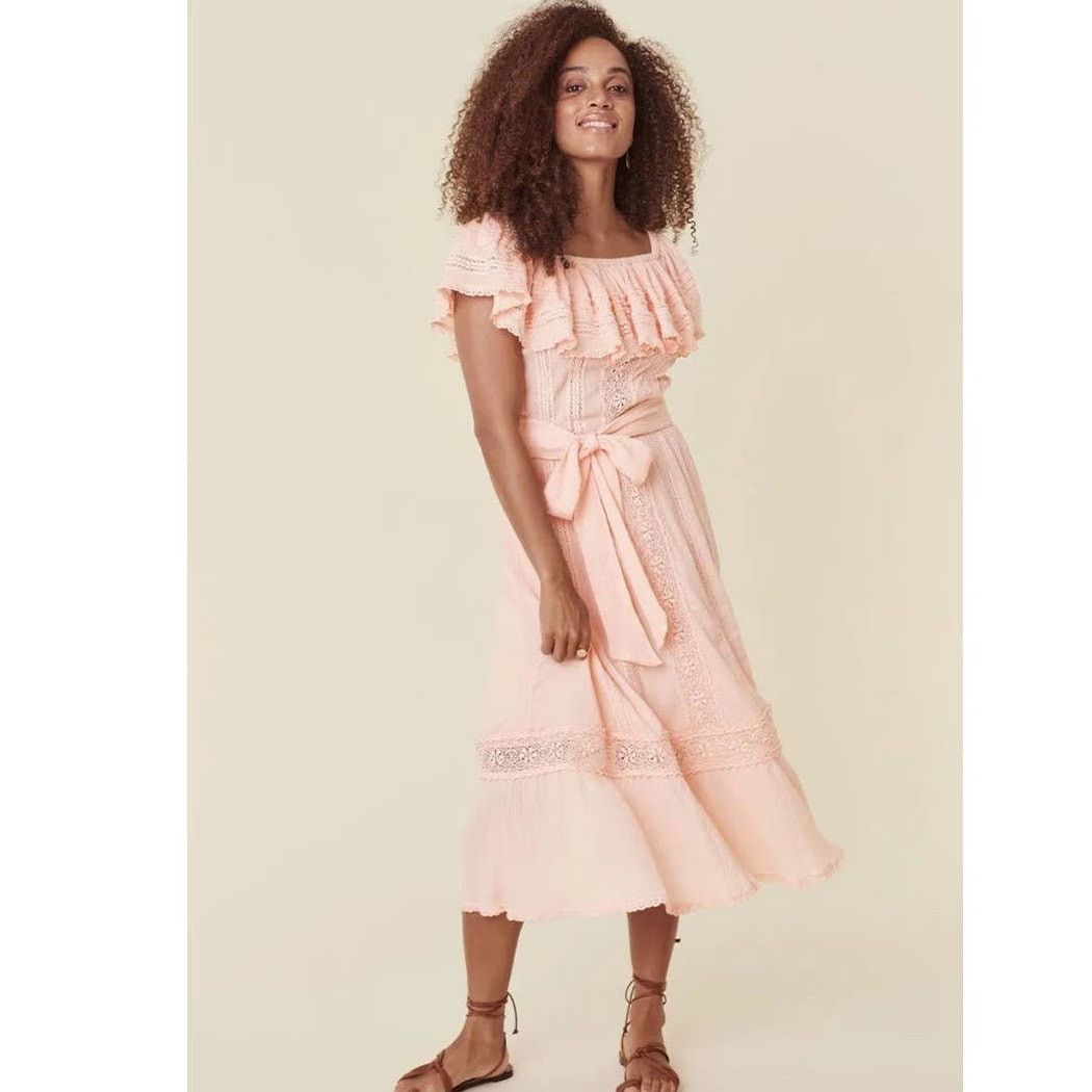 Free People New Spell Cassie Off The Shoulder Lace Gown $299 XS Pink Size XS / US 0-2 / IT 36-38 - 5 Thumbnail