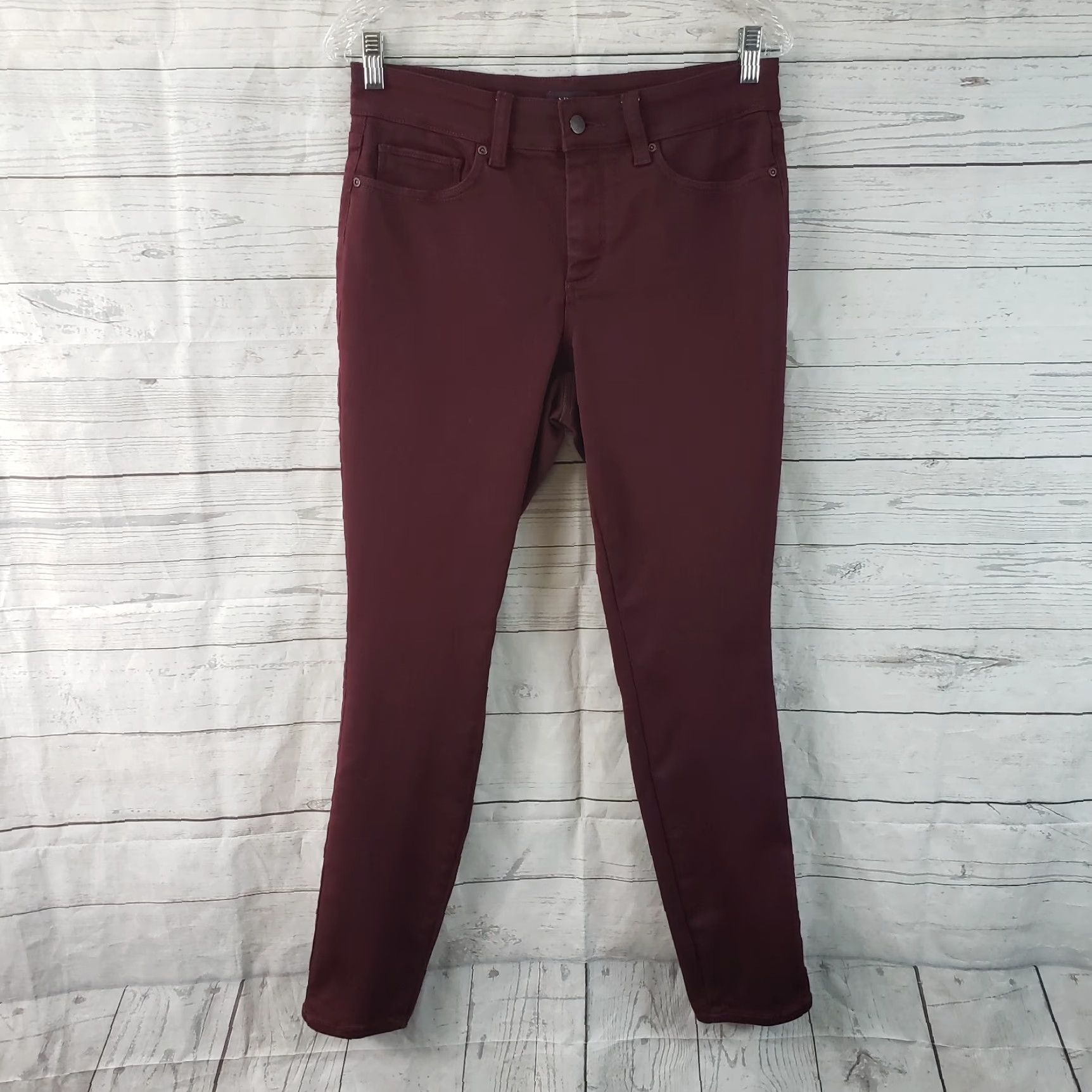 NYDJ NYDJ Womens Ami Skinny Legging Sz 6 Wine Mid Rise Cotton Blend Jeans Size 28" / US 6 / IT 42 - 2 Thumbnail