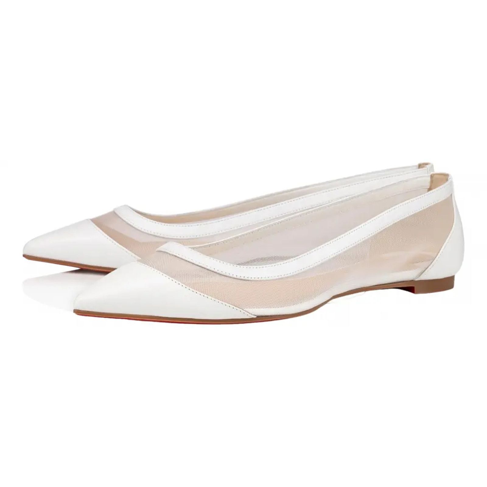 Christian Louboutin Christian Louboutin Galativi Flat White Leather Nude Size US 5 / IT 35 - 1 Thumbnail
