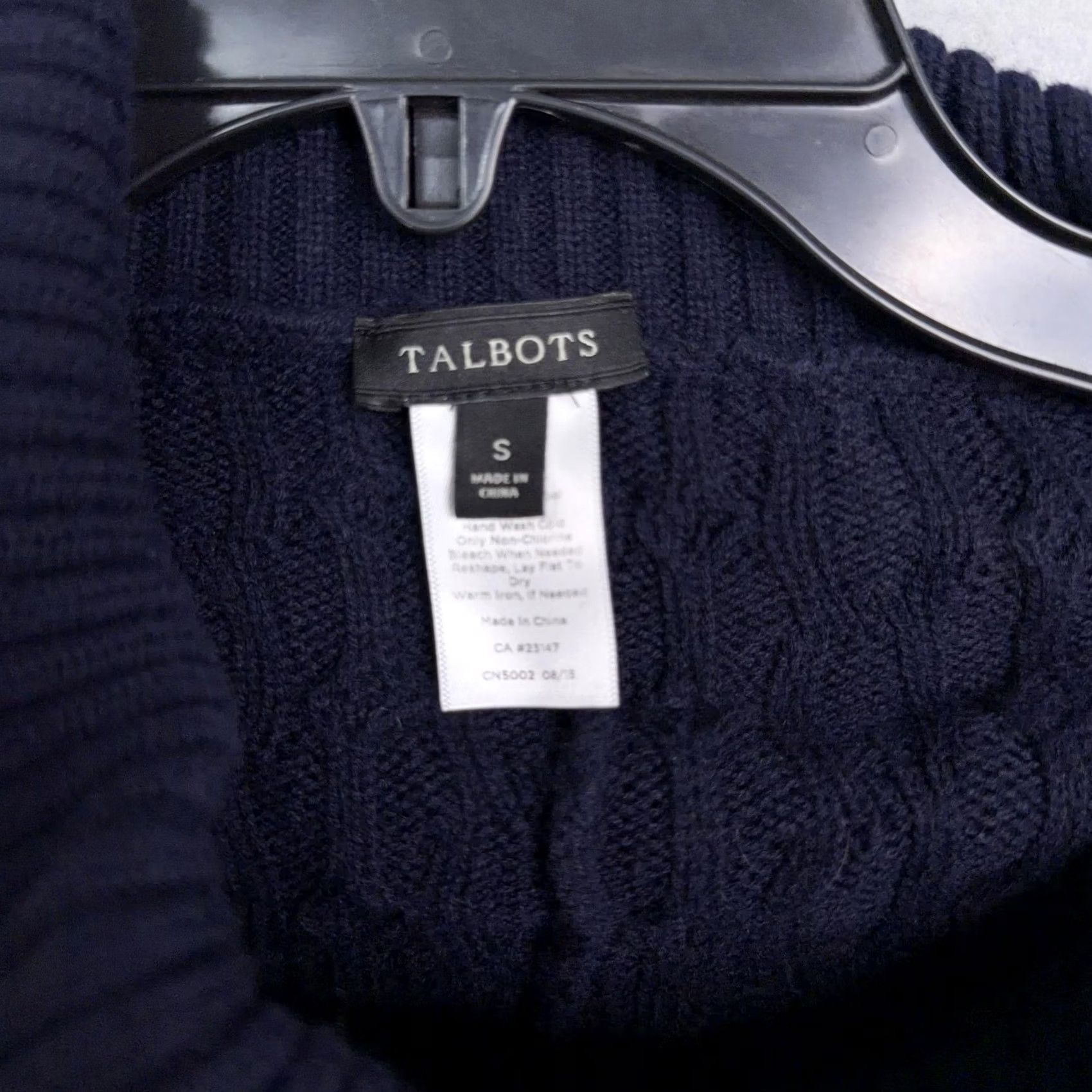 Talbots Talbots Sweater Cap e Womens Small Blue Cowl Neck Button Cable Knit Poncho Size S / US 4 / IT 40 - 4 Thumbnail