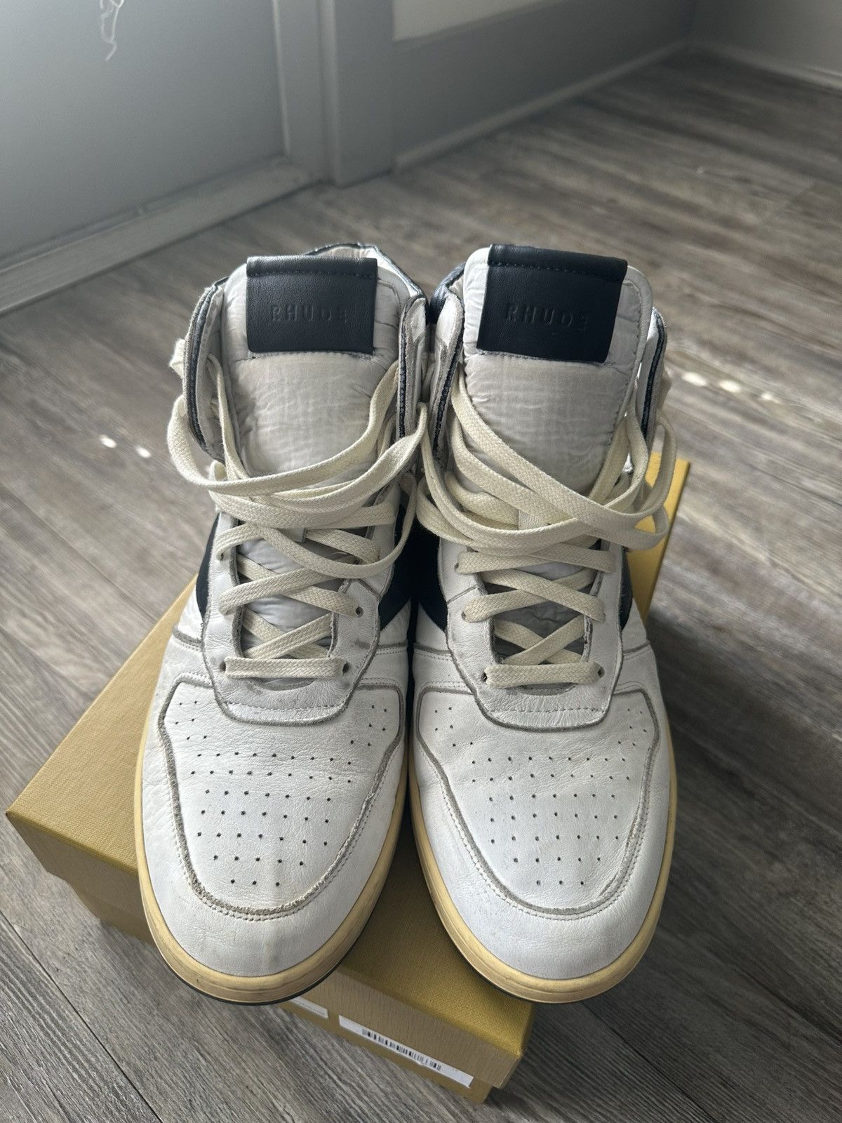 Rhude Rhude Rhecess Hi White/Navy Blue Size US 12 / EU 45 - 7 Thumbnail