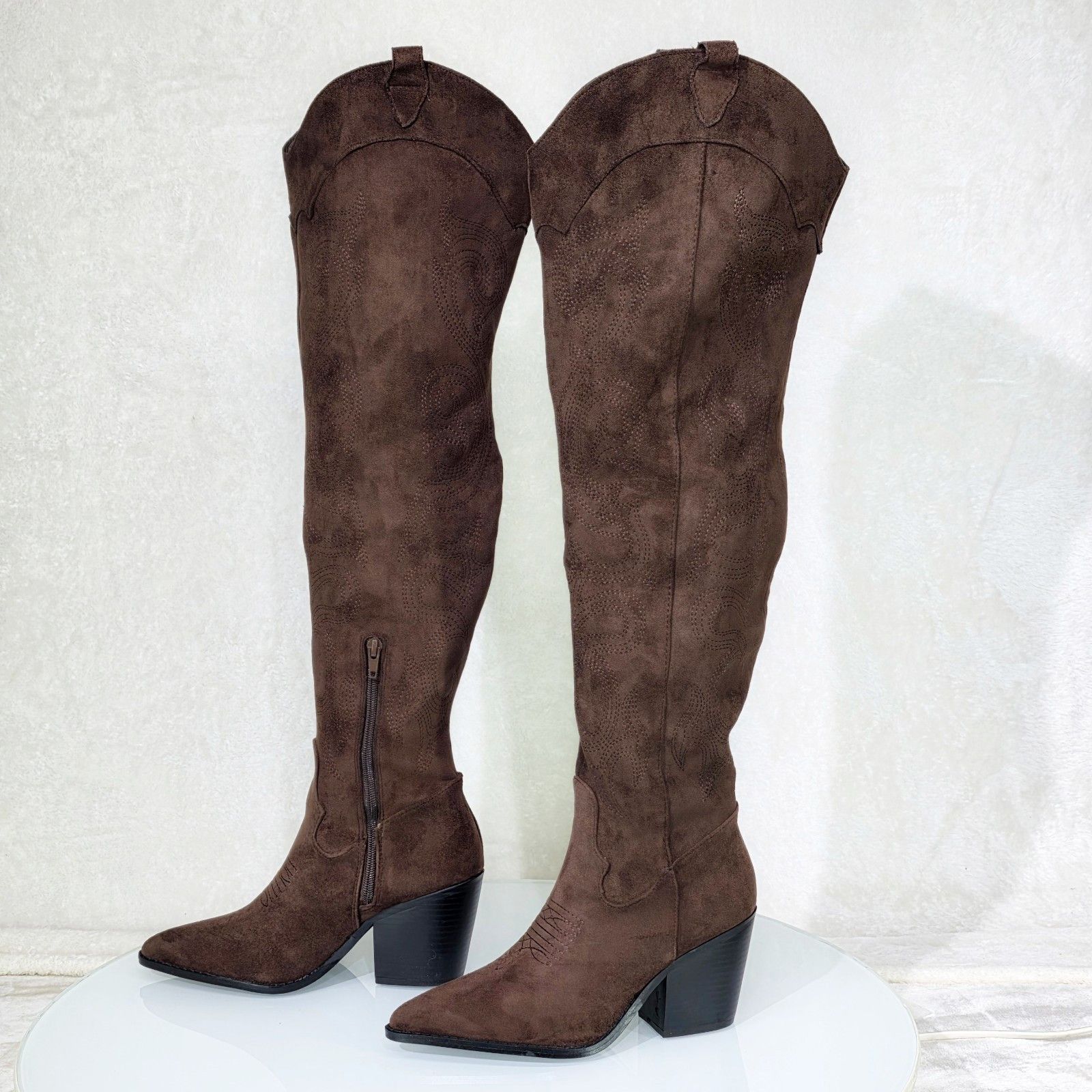Other Primal 2 Country Western Sexy Brown Faux Suede OTK Thigh Hig Size US 9 / IT 39 - 6 Thumbnail