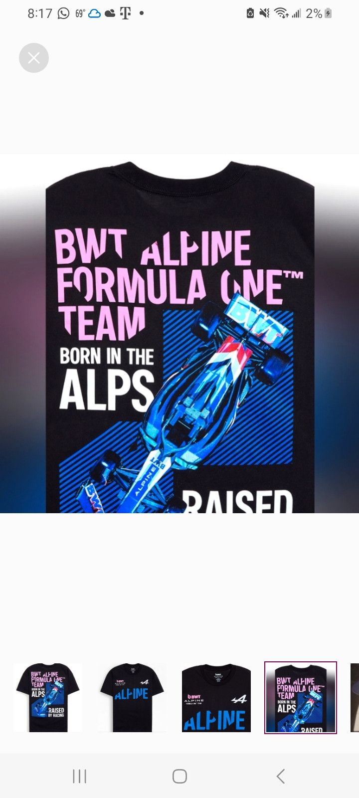 Formula 1 Born In The Alps Formula One Team T-Shirt Size US L / EU 52-54 / 3 - 4 Thumbnail