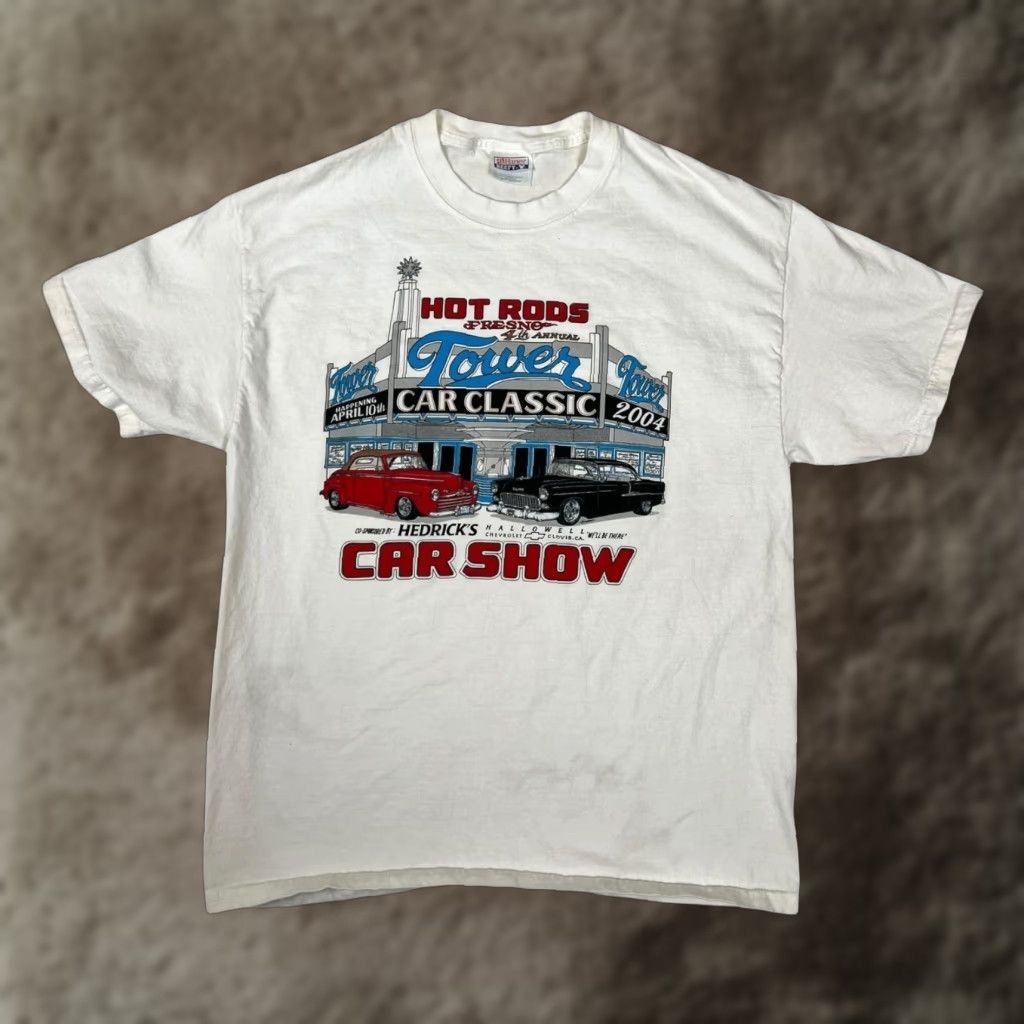 Hanes VINTAGE Hot Rods Fresno Car Show T-Shirt Mens Large White Hanes Beefy-T 2004 Size US L / EU 52-54 / 3 - 1 Thumbnail