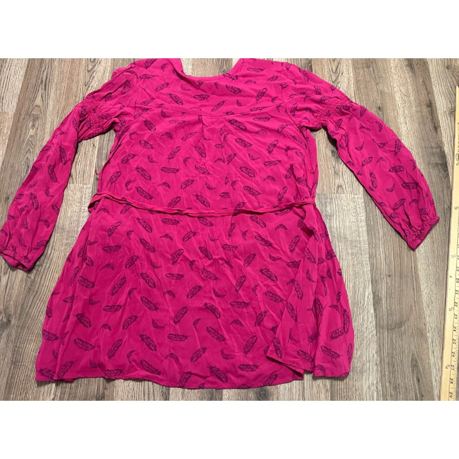 Jessica Simpson Jessica Simpson Dress Women's Small Pink Black Feathers Long Sleeve A-Line Casual Modern - Mens? Size S / US 4 / IT 40 - 2 Thumbnail
