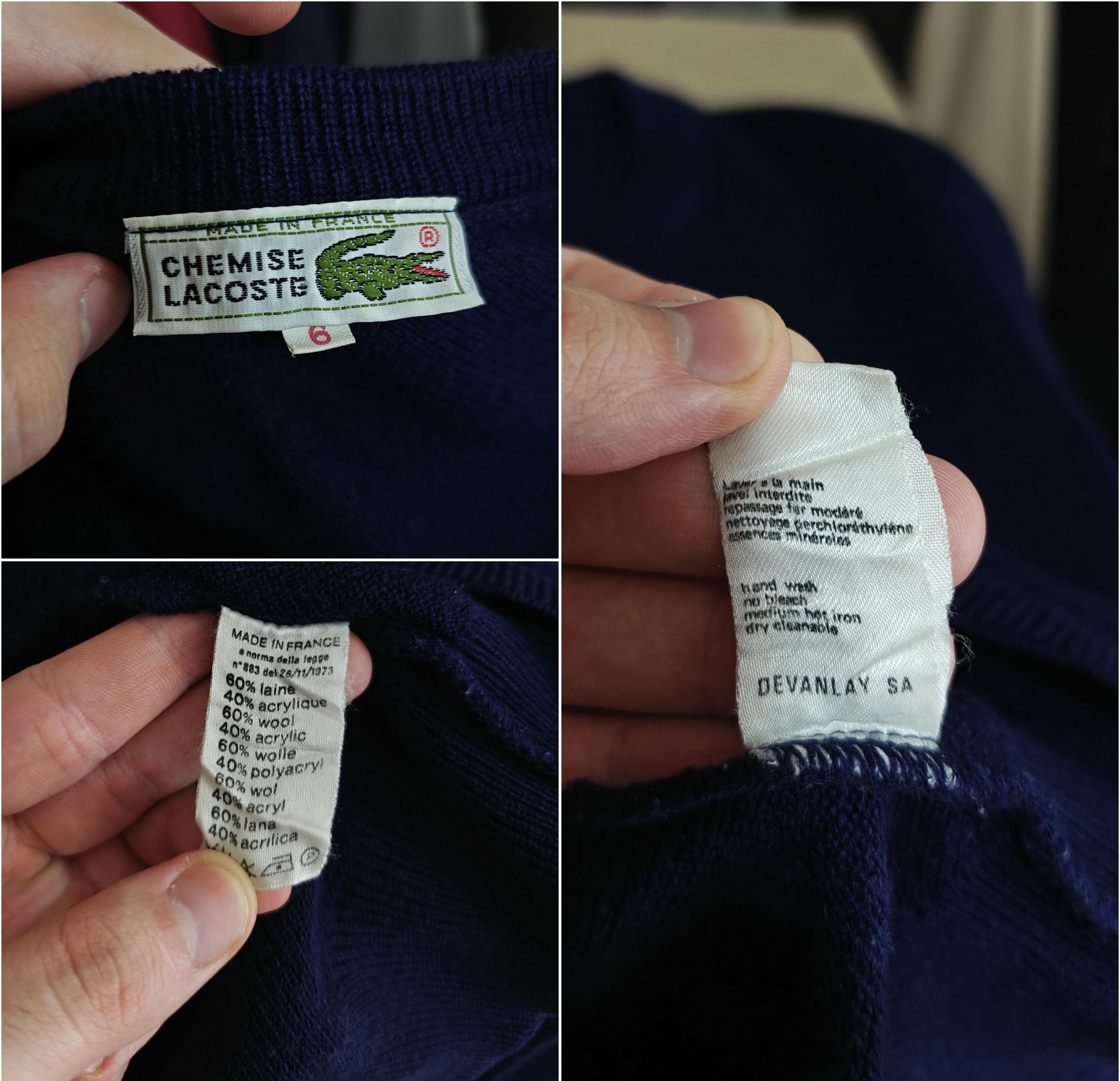 Lacoste Chemise Lacoste VTG Sweater France Pullover Blue XL Size US XL / EU 56 / 4 - 7 Thumbnail