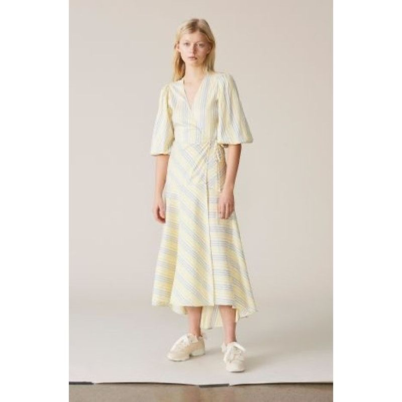 Ganni Ganni Bergamot silk wrap dress yellow stripe size 38 / US 6 Size M / US 6-8 / IT 42-44 - 18 Thumbnail