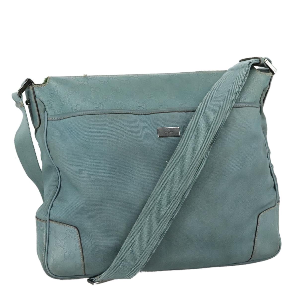Gucci GG Canvas Guccissima Shoulder Bag Turquoise Blue, Women's
