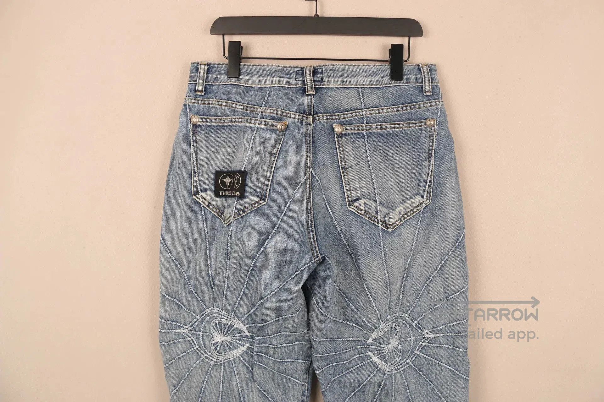 Japanese Brand Thug Club FW23 Ray Embroidery Jeans. Size US 32 / EU 48 - 4 Thumbnail