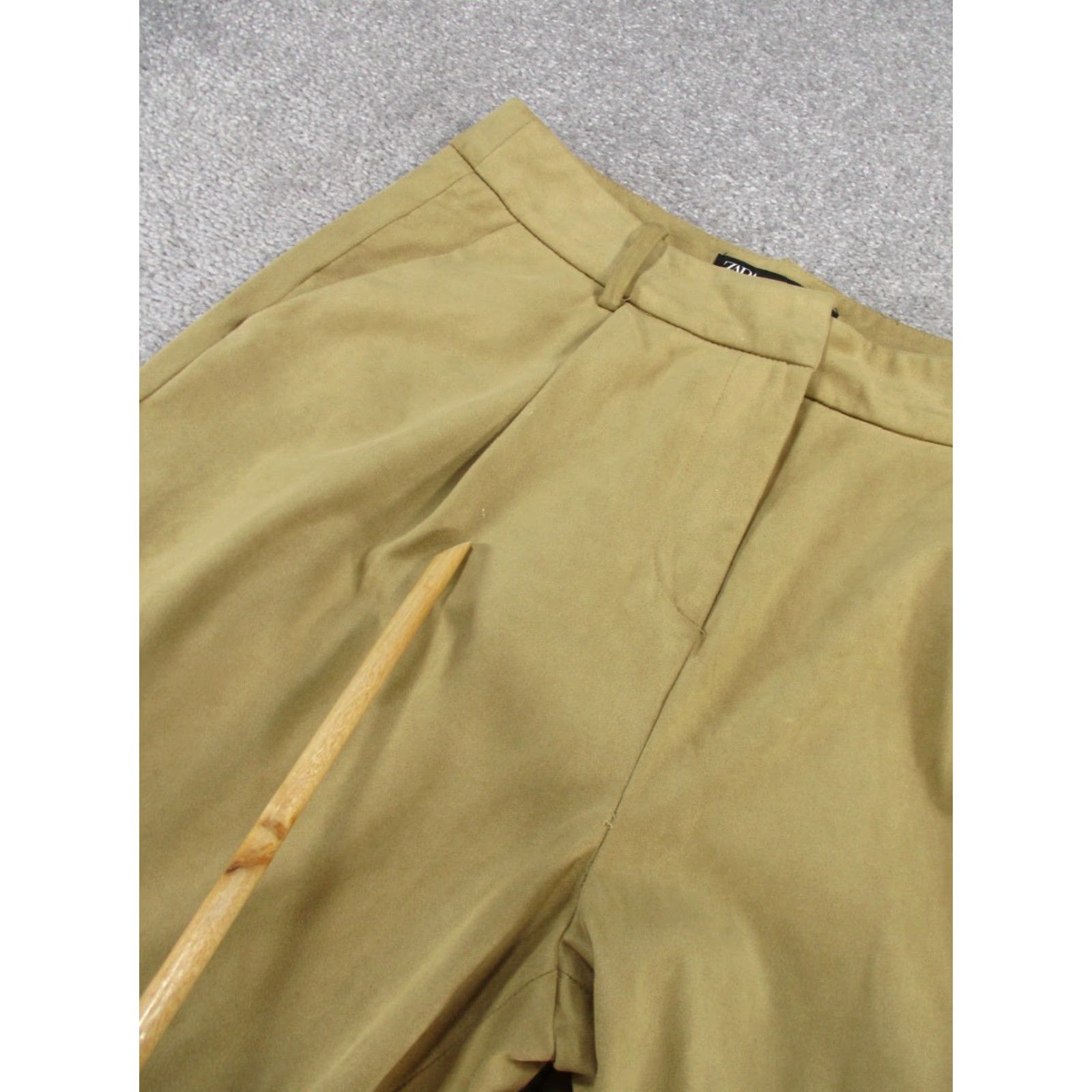 Zara Zara Pants Womens Small Khaki Tan Faux Suede Pleated Front Tapered Leg Size 28" / US 6 / IT 42 - 5 Thumbnail