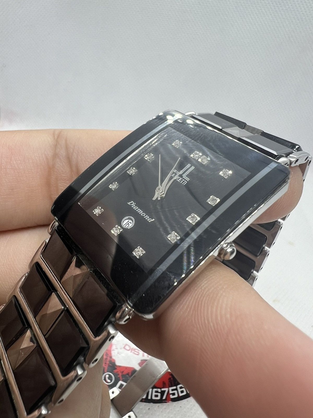 Vintage LANCETTI Tungsten Diamond Rectangular Black Men's Watch Size ONE SIZE - 4 Thumbnail