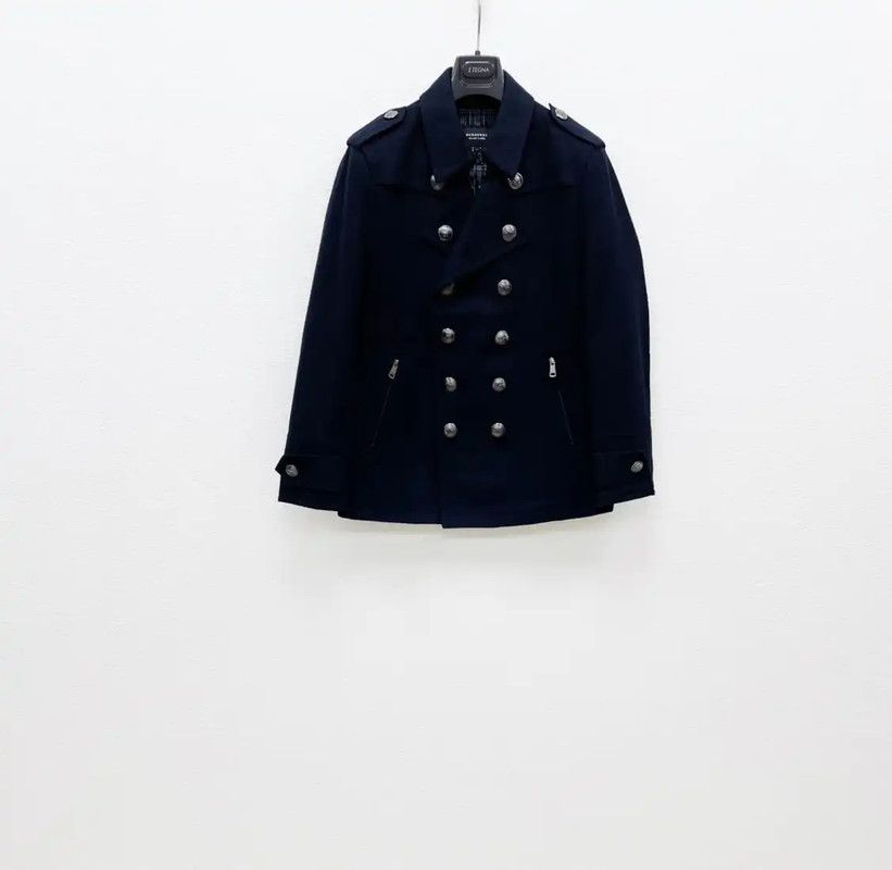 Burberry Navy Wool Men's Long Sleeve Coat