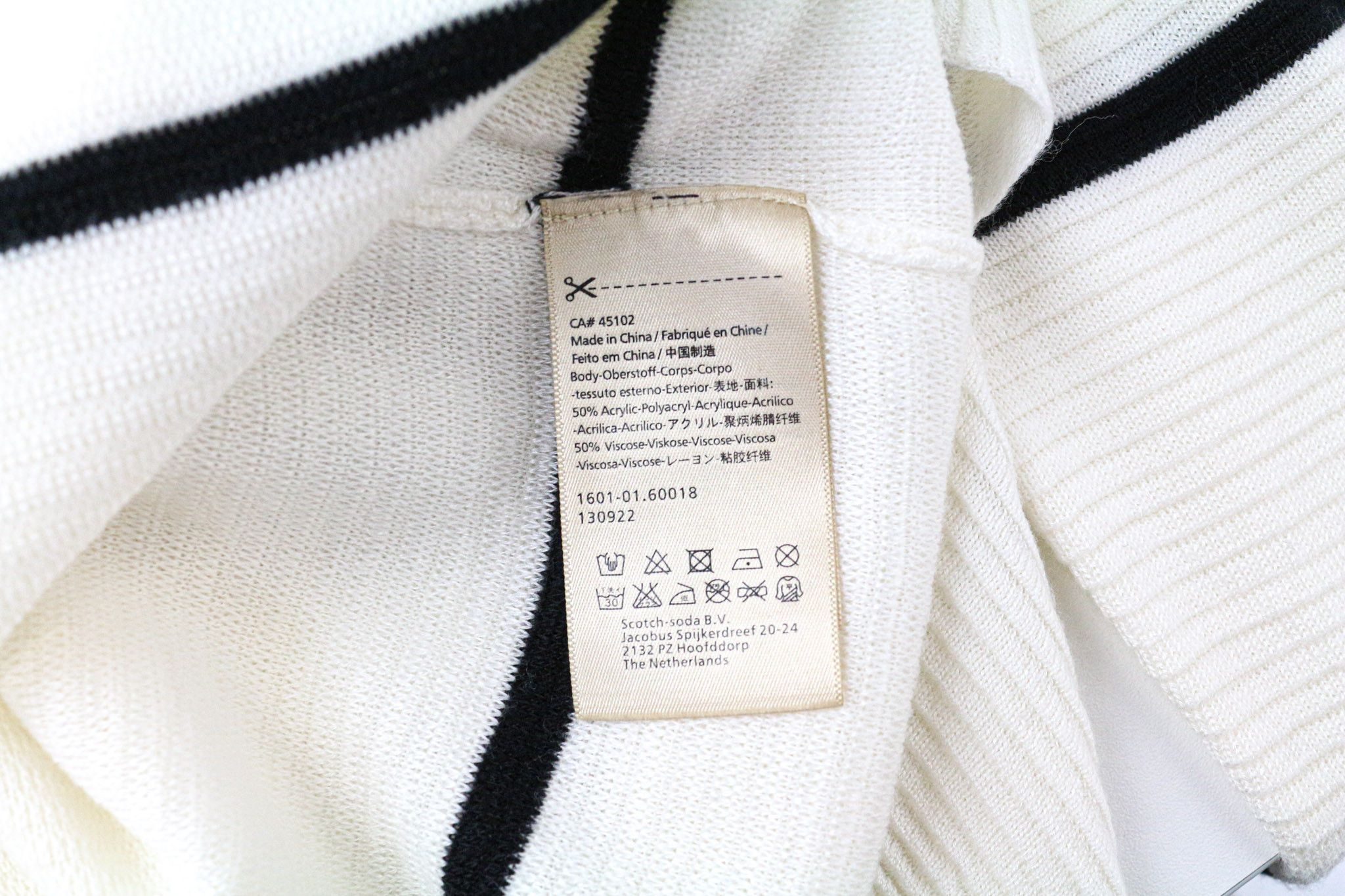 Scotch & Soda AMS COUTURE L Off-White Striped Sweatshirt 76187 Size US L / EU 52-54 / 3 - 7 Thumbnail