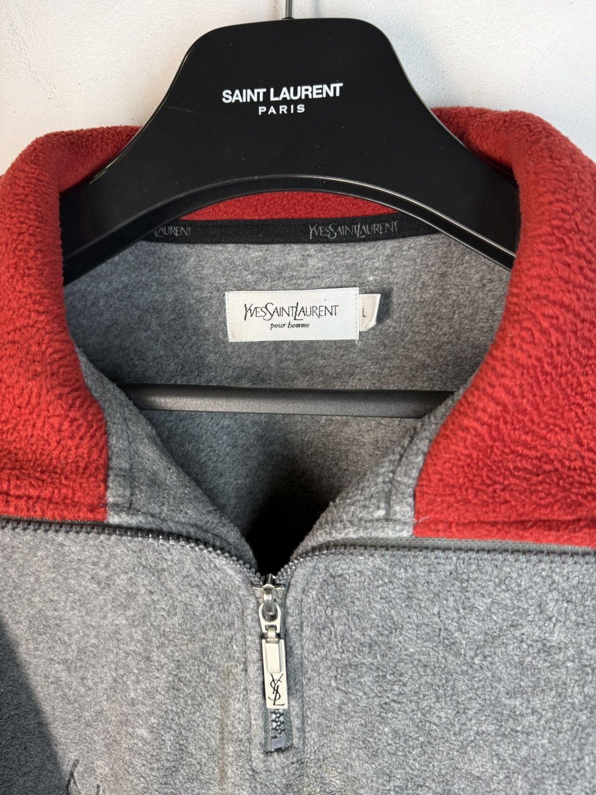Yves Saint Laurent Fleece YSL Sweatshirt Quarter Zip Big Logo Vintage Sweater Size US L / EU 52-54 / 3 - 5 Thumbnail