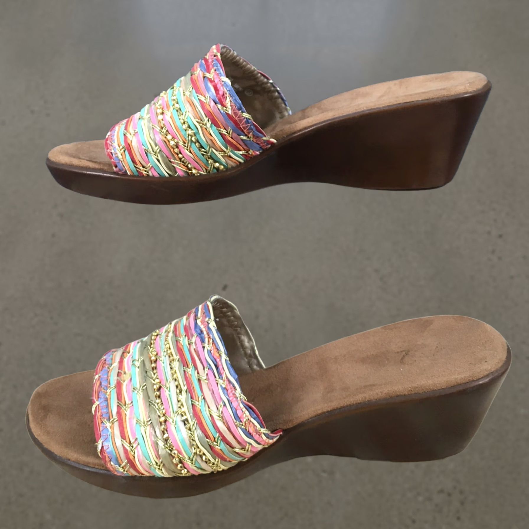 Vintage Aerosoles Say Yes Sandals Womens 7 Slip On Woven Slide Brown Size US 7 / IT 37 - 1 Thumbnail